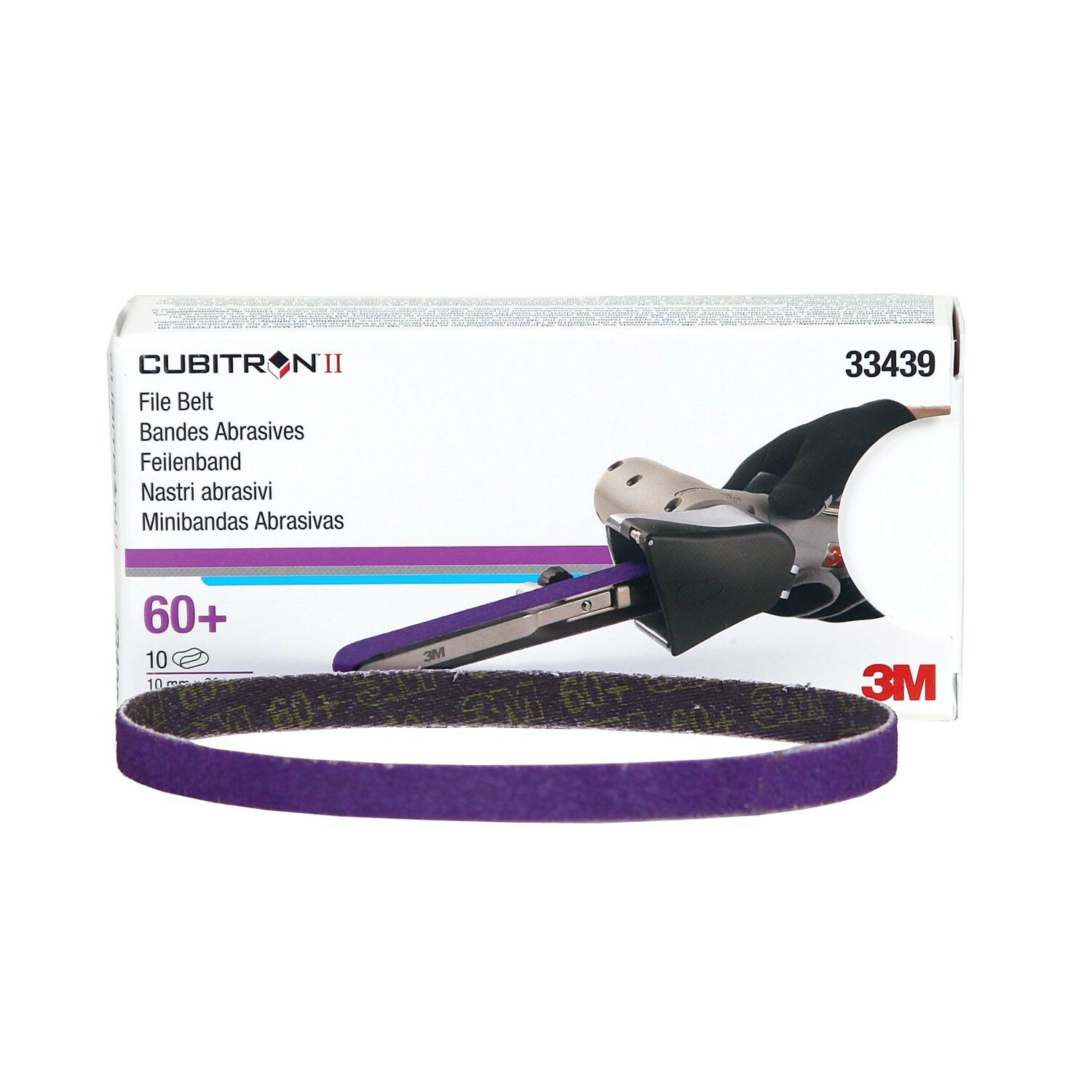 3M 33439 Cubitron II Purple 3/8 in. x 13 in. 60+ Grit File Sanding Belt (10 ct)