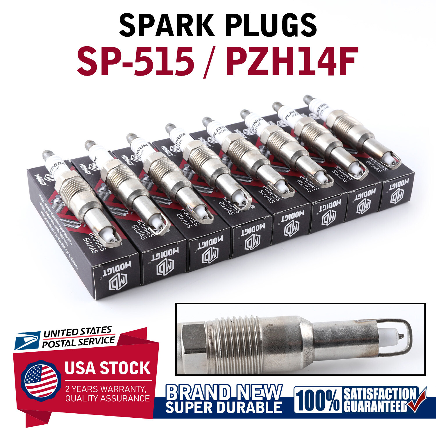 Pack of 8 Automotive Platinum Spark Plugs SP515/ PZH14F – New And High Quality