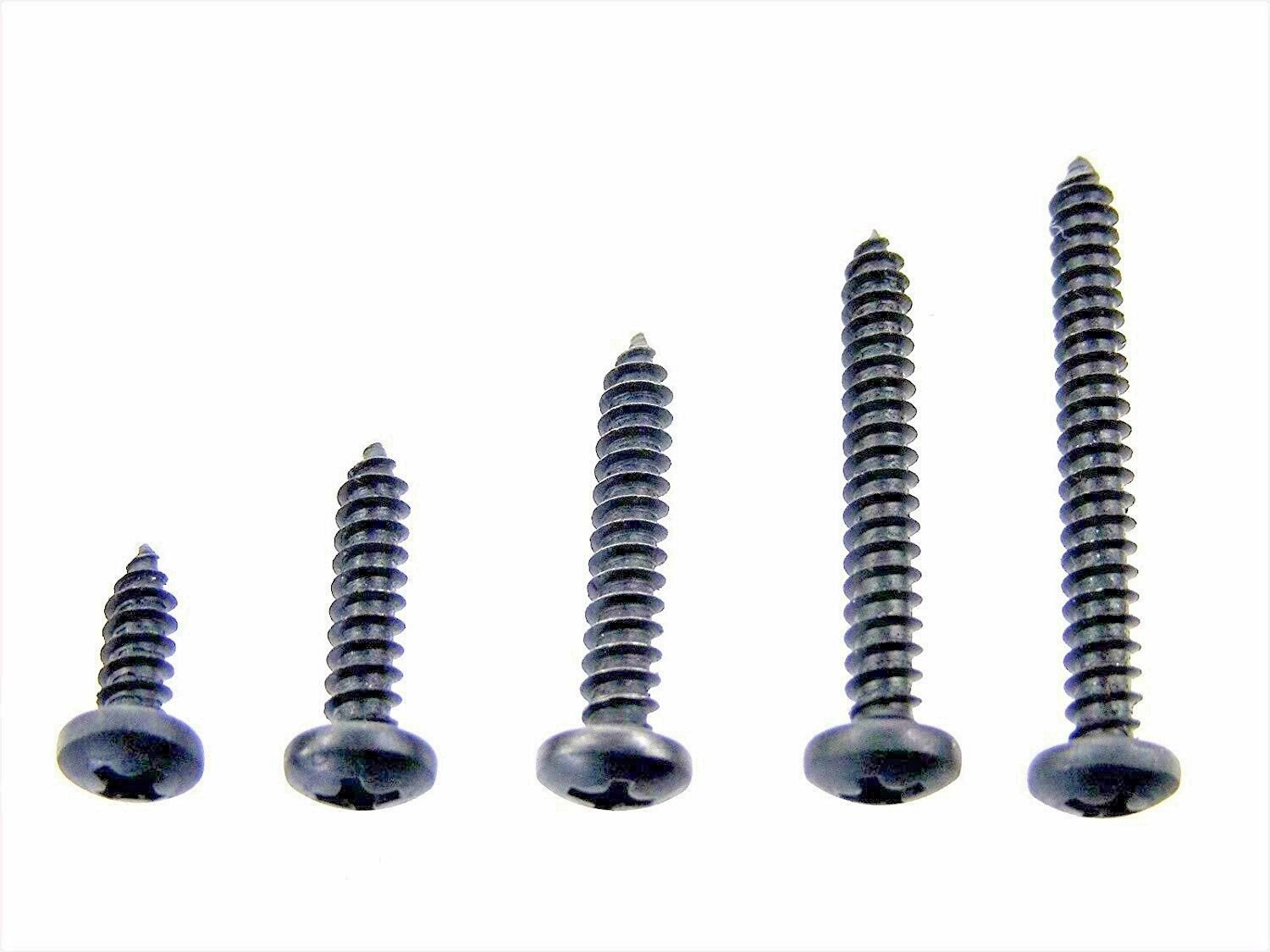 Phillips Pan Head Black Screws #8 x 1/2 to 1-1/2″ Qty-125 (56/1993-1996) #2073AC