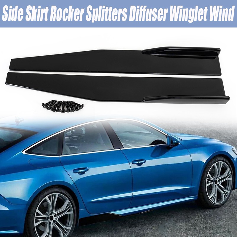 29.4” Glossy Black Side Skirt Extension Rocker Panel Lip Splitters Accessories