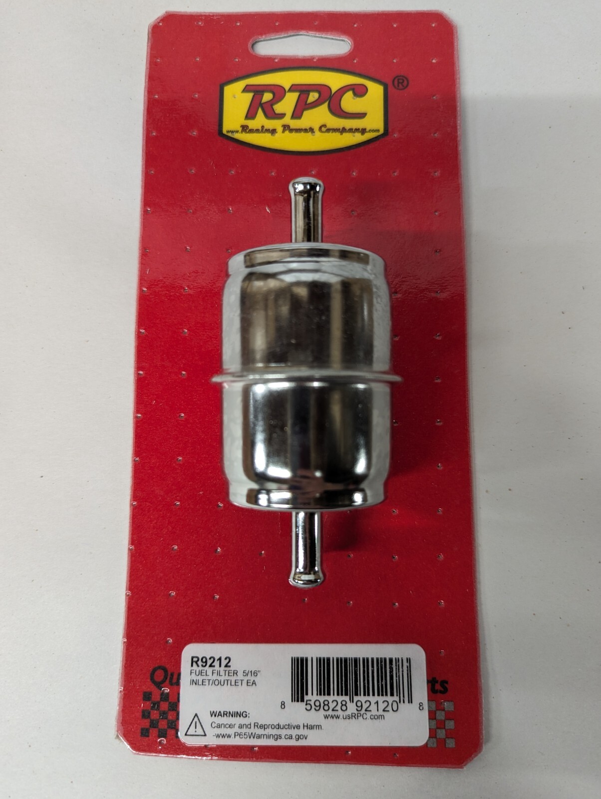 RACING POWER CO-PACKAGED Fuel Filter – 5/16In In let/Outlet Ea – R9212