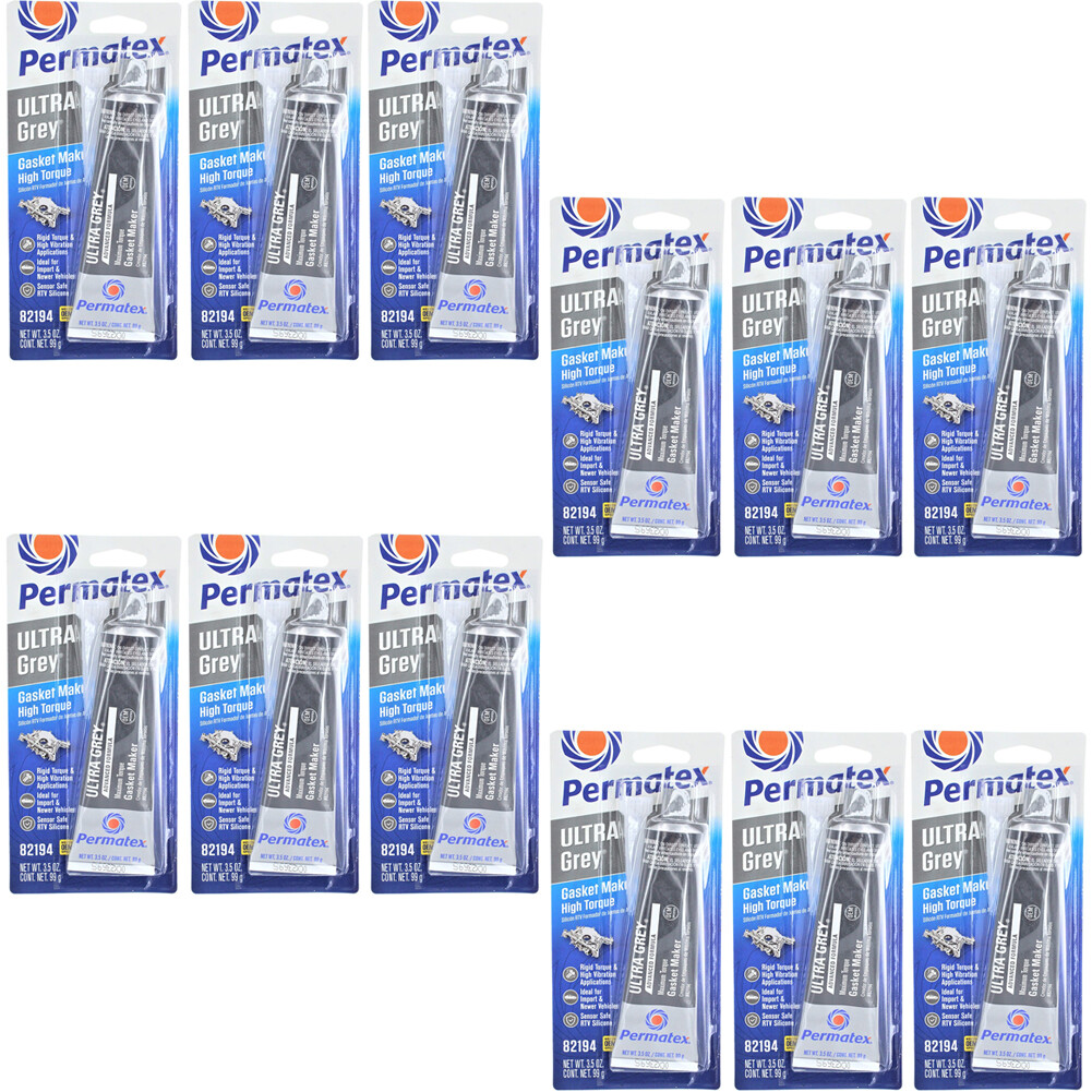 Permatex Ultra Grey 82194 RTV Silicone Gasket Maker Set Rigid (42oz) (12×3.5oz)