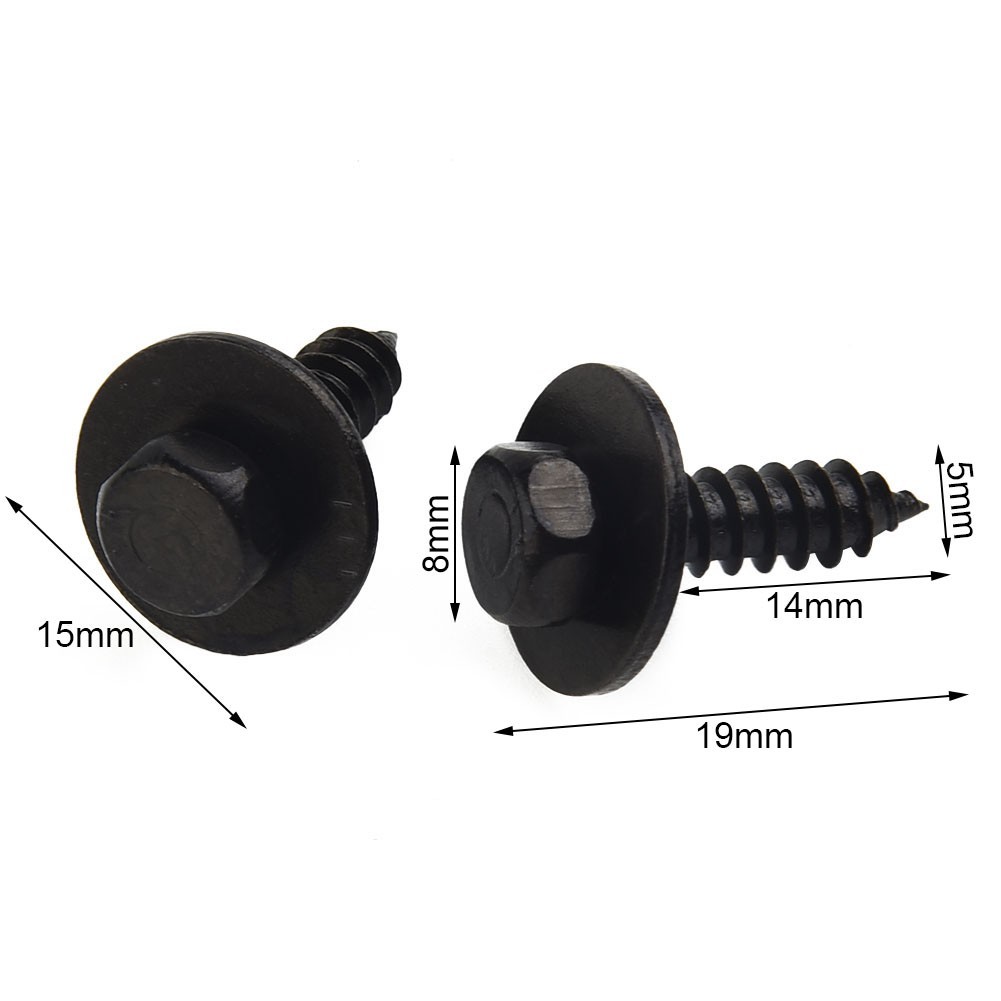 Car Auto Self-Tapping Screws Hex Washer Head 4.8×19mm✅Black Unique