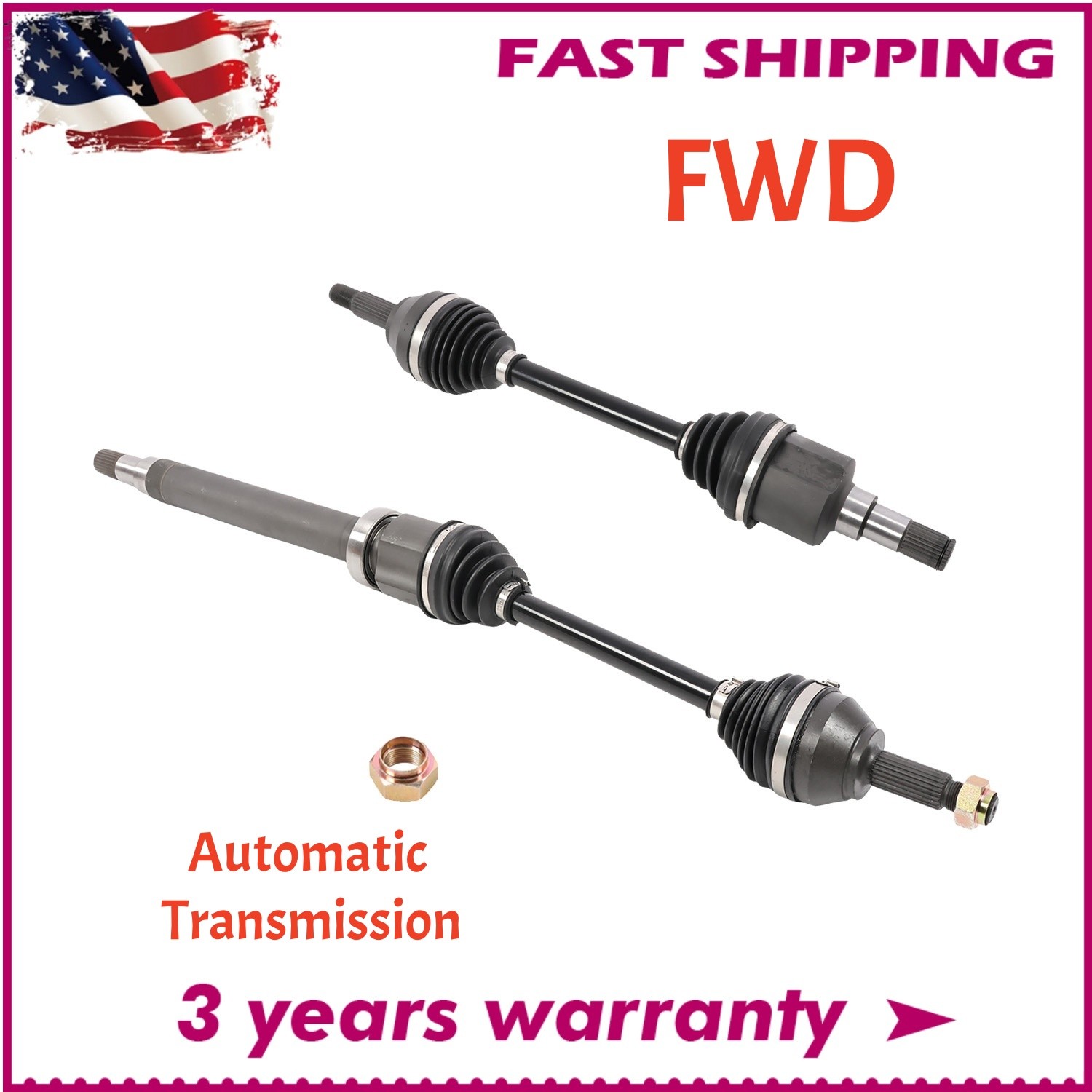 Front CV Axle Shafts for Ford, Focus 2000-2011, FWD L4 2.0L 2.3L