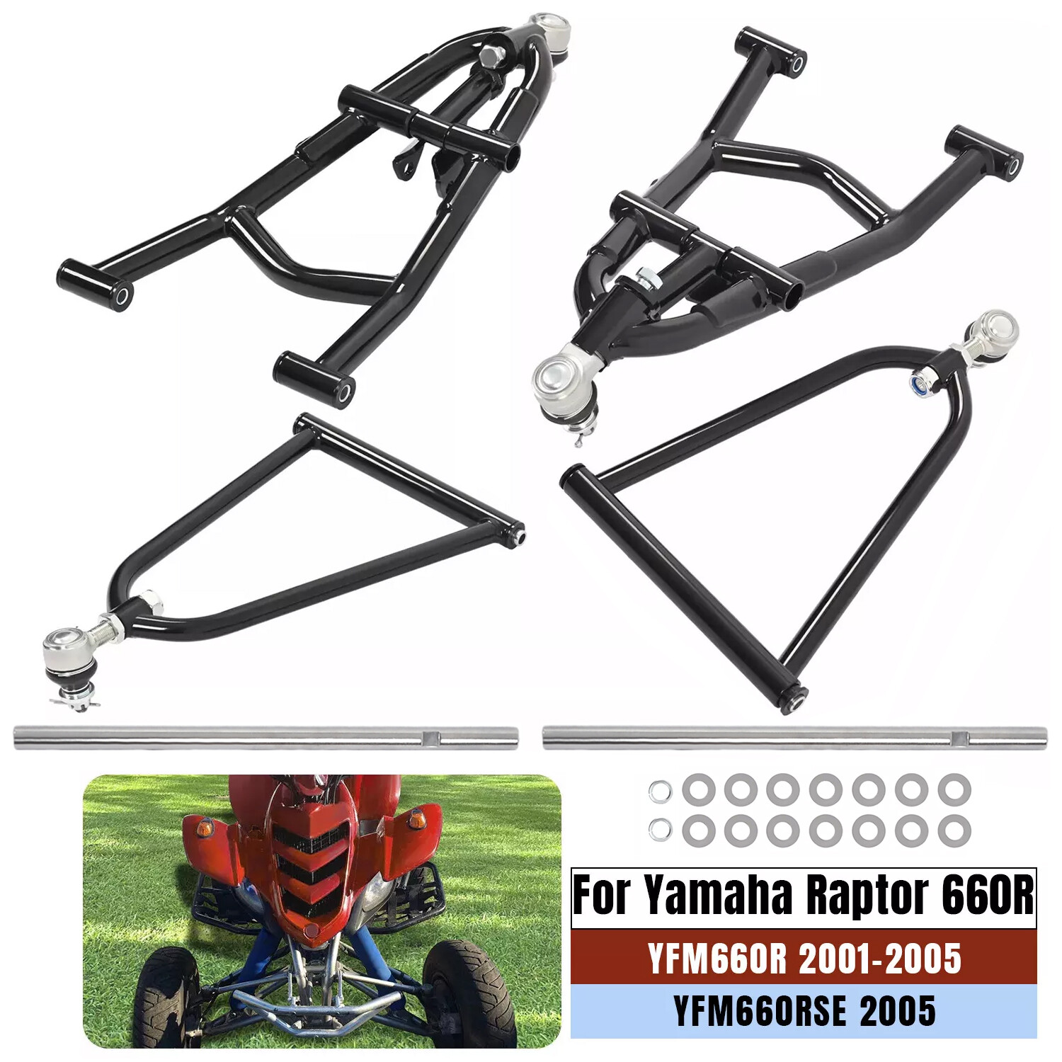 Front Upper Lower A Arms+2” Wider Extender For Yamaha Raptor 660R YFM660R 01-05