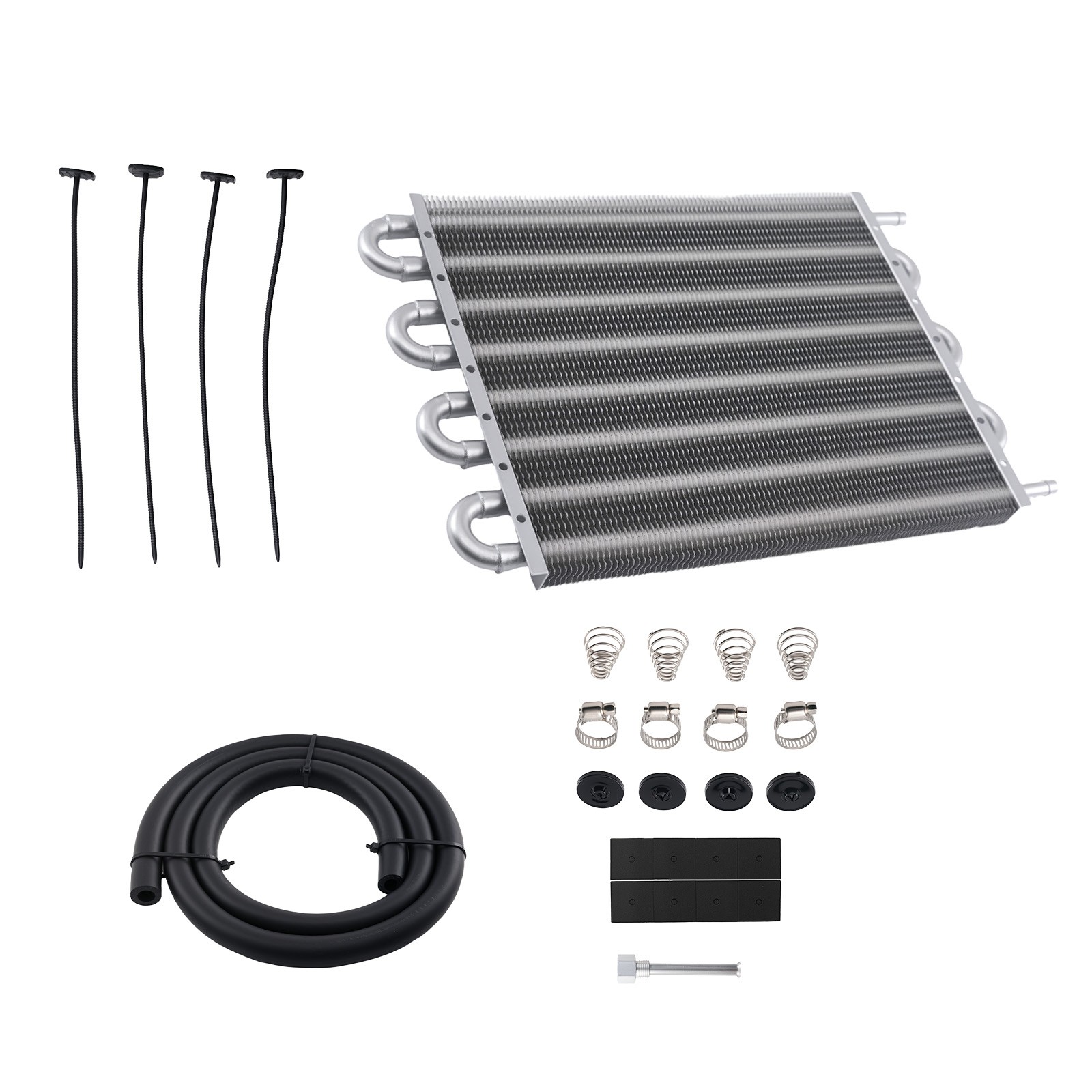 8 Row Aluminum Transmission Oil Cooler Kit for Universal Fitment 10in 254mm