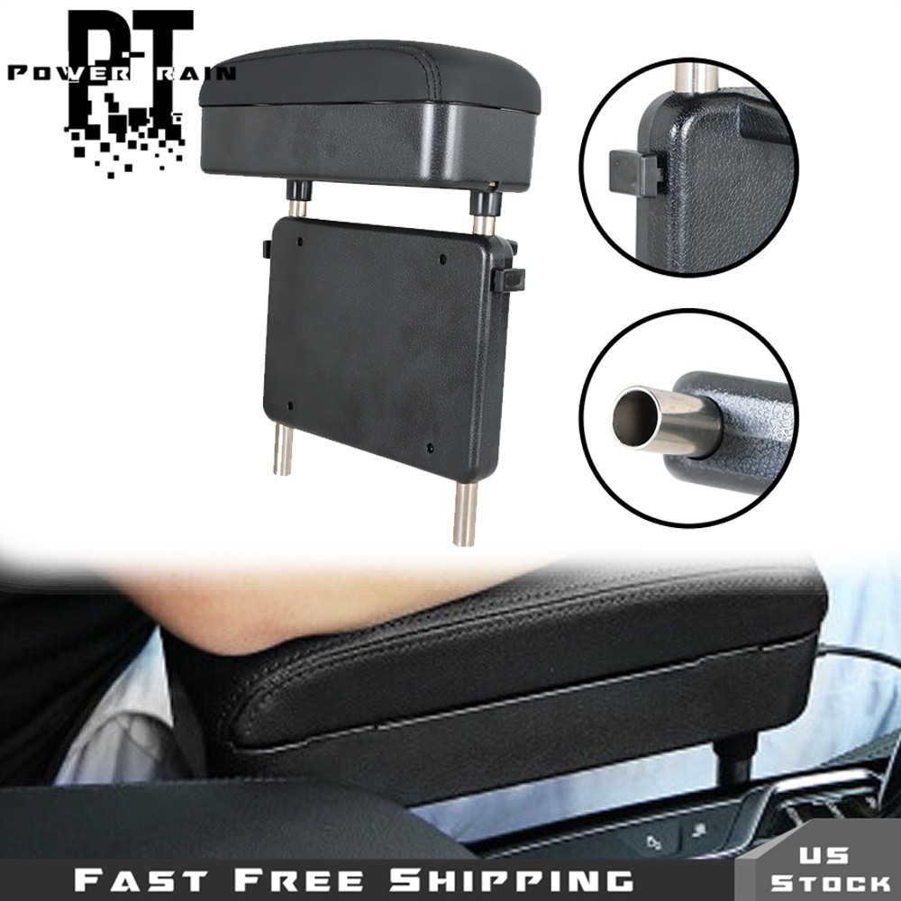 Universal Car Armrest Box Elbow Support Adjustable Center Console Armrest Black