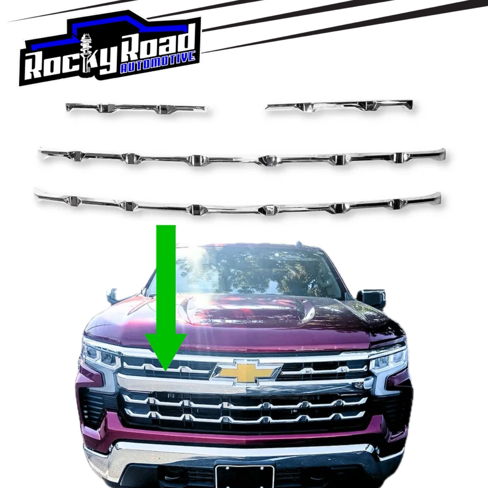 Chrome Grille Overlay Insert Trim Kit for 2022-2026 Chevy Silverado 1500 LT RST