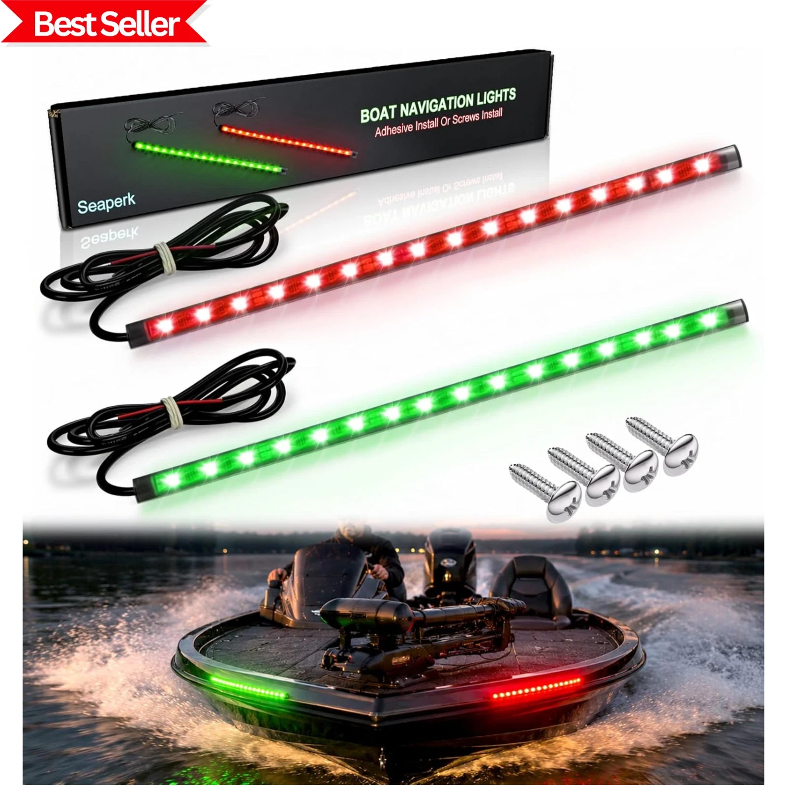 LED Boat Navigation Lights Red Green Marine Bow Lights Waterproof Strip