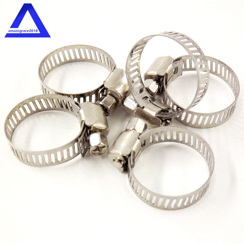 100pcs 1/2″-3/4″ Adjustable Stainless Steel Drive Hose Clamps Fuel Line Worm