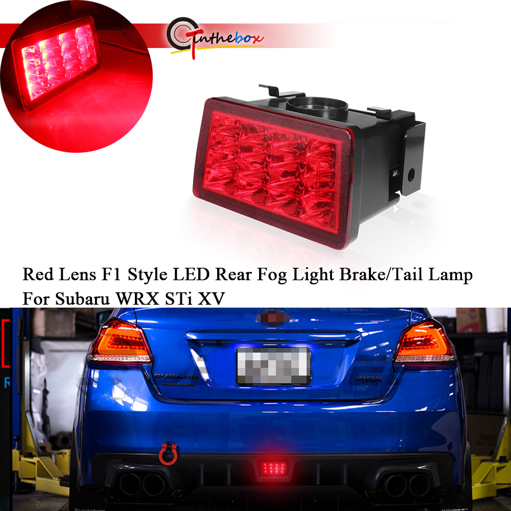 1X F1 Style Red Lens Red LED Rear Fog /Brake /Tail Lights For Subaru WRX STi XV