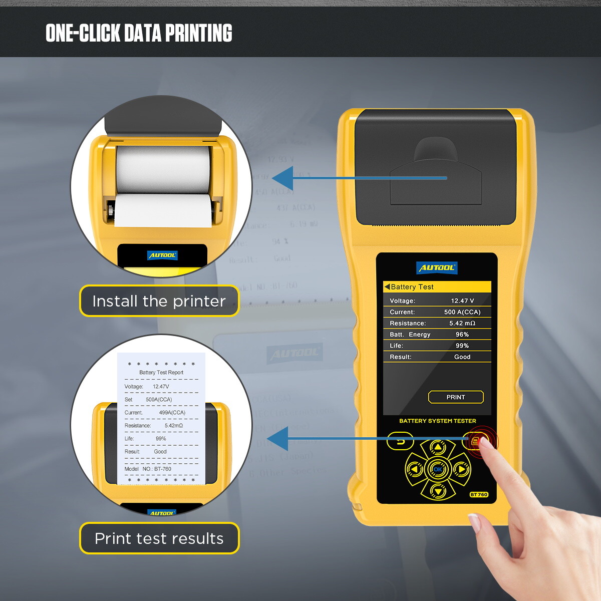 6V 12V 24V Car Battery Tester Cranking Charging Load Test Analyzer With Printer