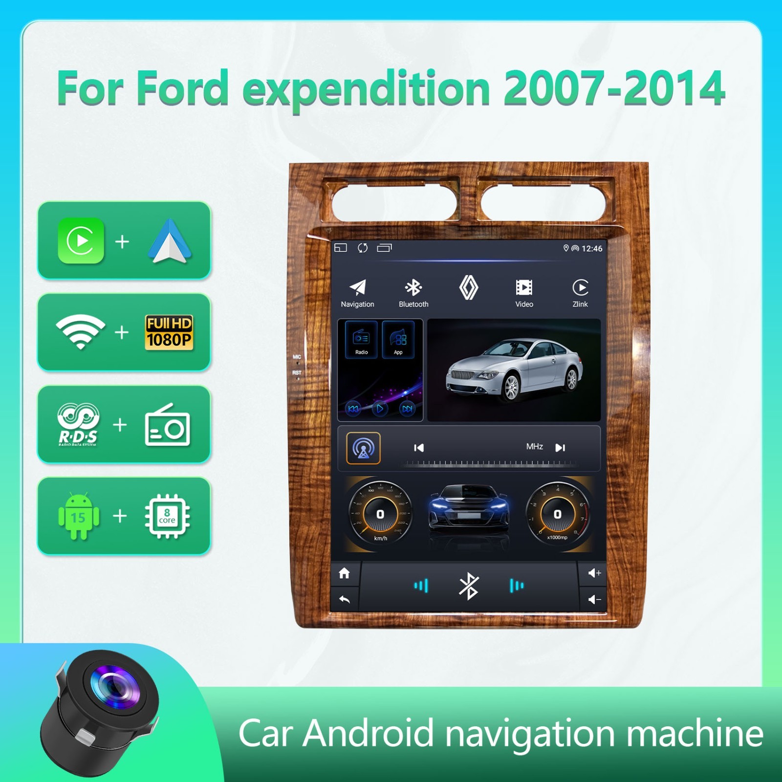 FOR FORD EXPEDITION 2007-2014 ANDROID 15 CARPLAY CAR STEREO RADIO GPS NAVI