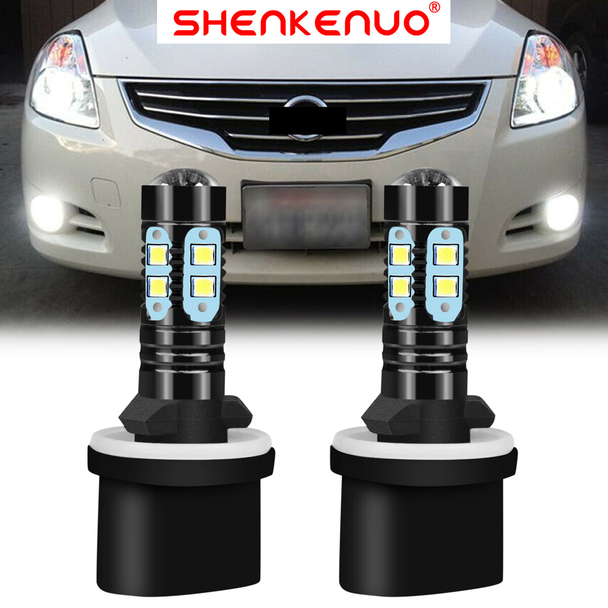 2PC 880 LED Fog/Driving Light Bulb 6000K Xenon White High Power 890 892 893 899