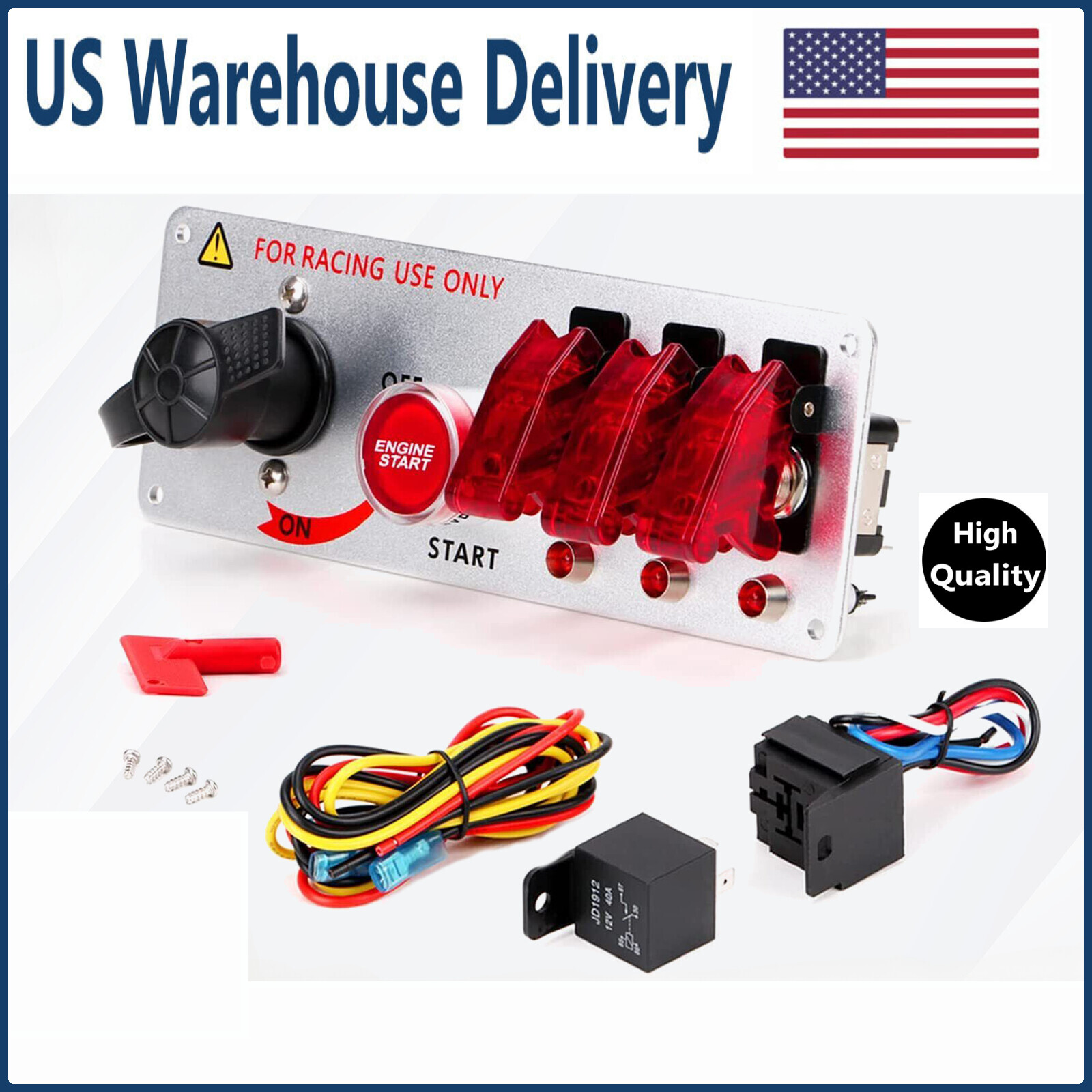Ignition (12V)Switch Panel,Car Racing Switch Panels with LED Toggle Push Button.