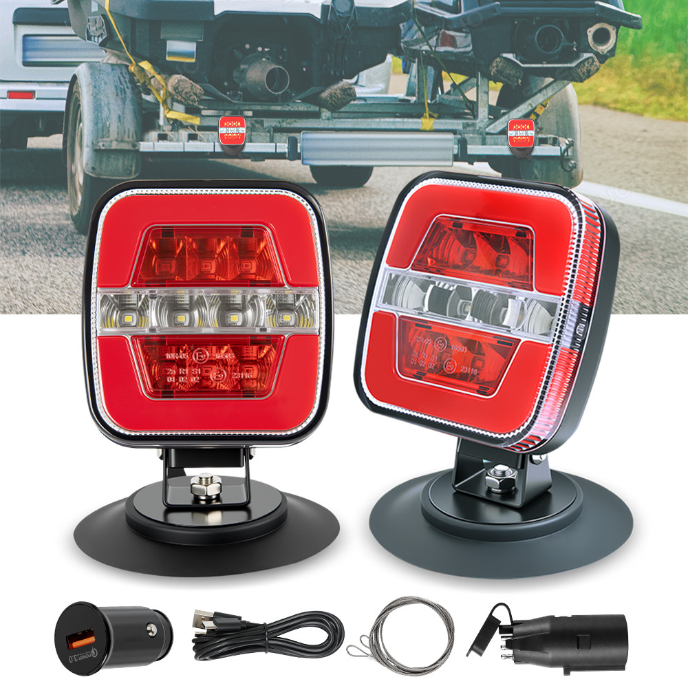 IP67 Waterproof Wireless Trailer Light Kit 110° Adjustable Secure Mount 2PCS