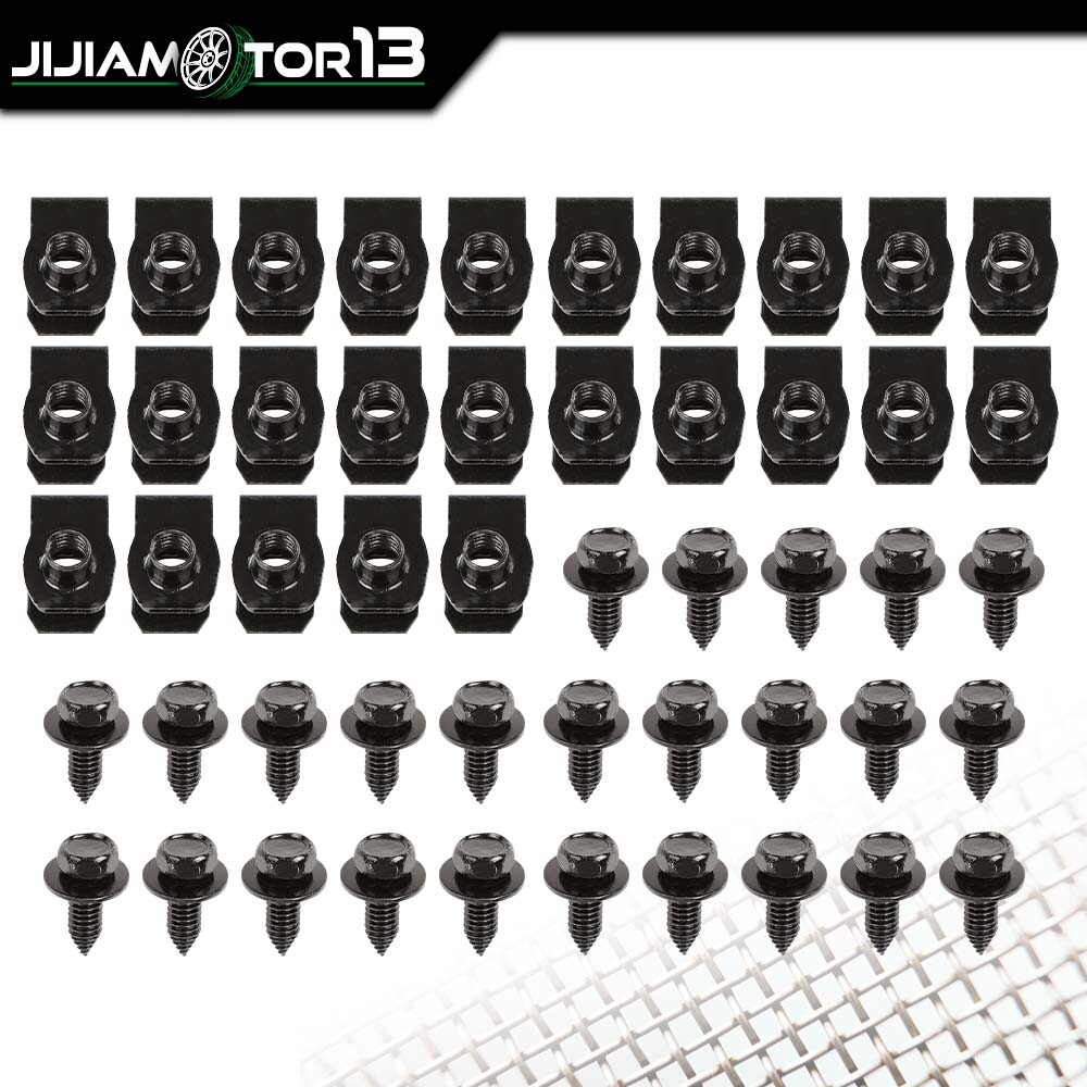 50pc Fender Body Bolts & U Nuts 5/16-18 x 7/8″ x 3/4″ Washer 1/2″ Hex Head Set