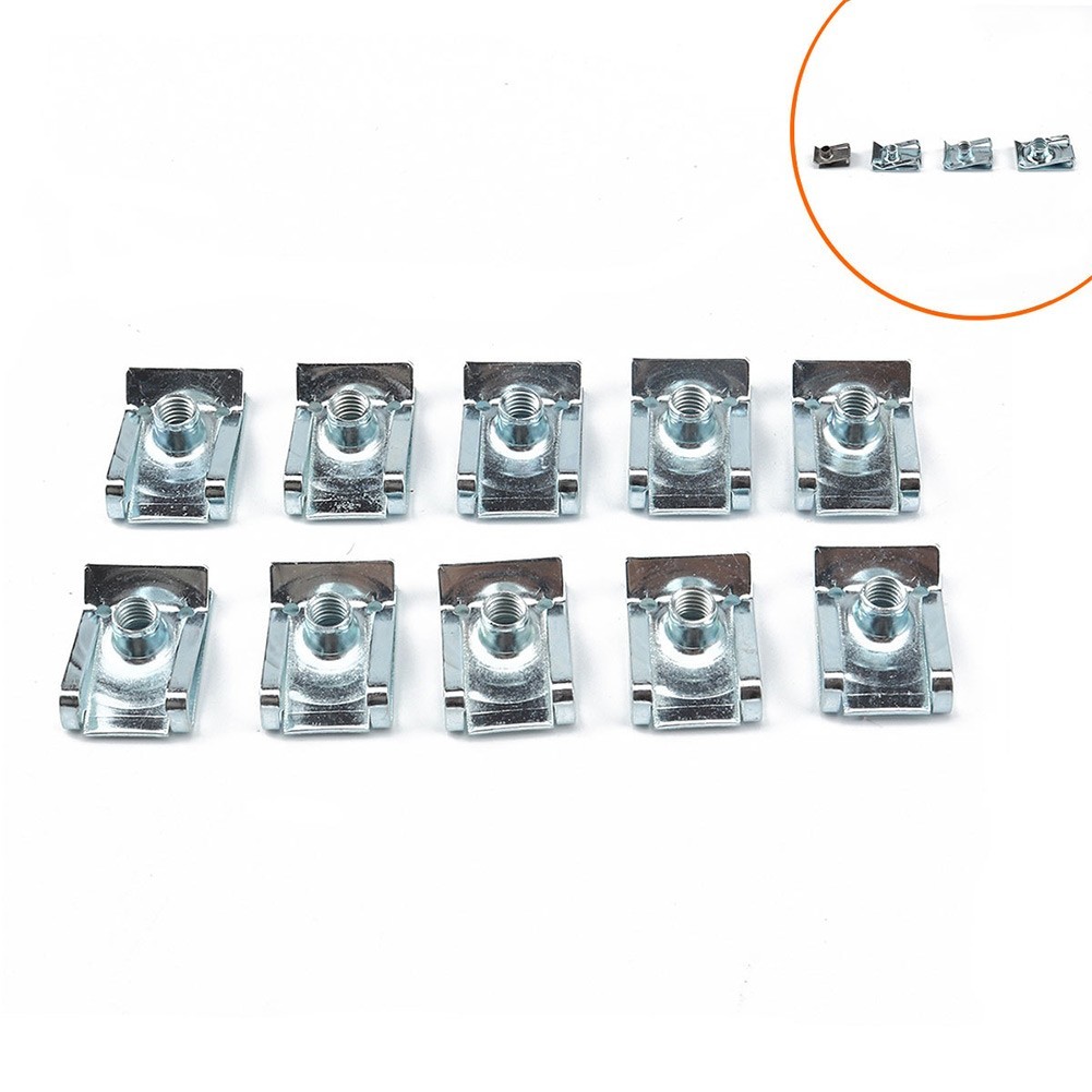 Car Clip Nuts M6 10PCS 304 Stainless Steel 65 Manganese Steel Speed Clips