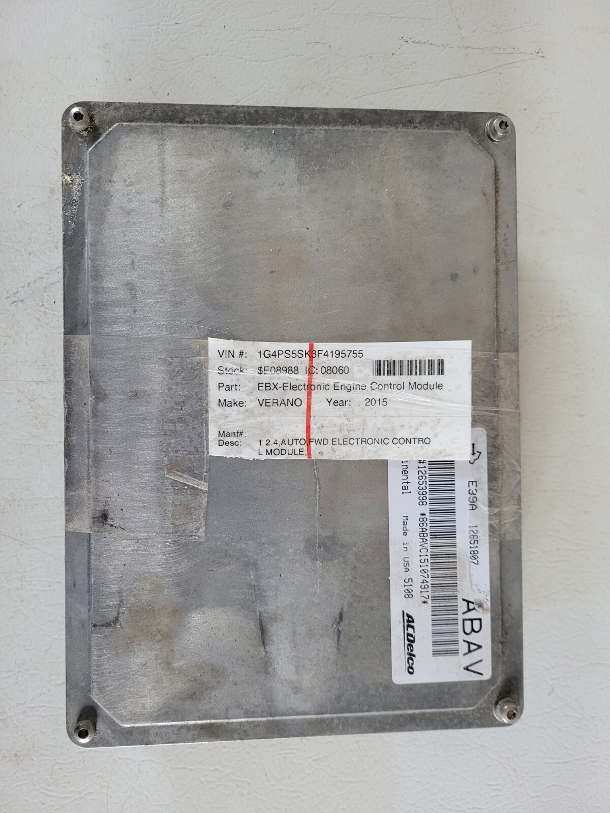 2014-2016 Chevrolet Equinox Buick Verano 2.4L Engine Computer ECM ECU 12651807