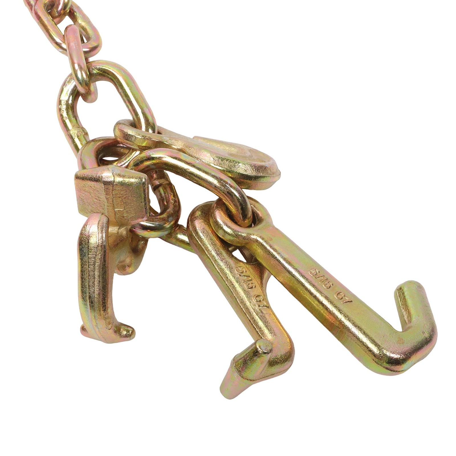 4 Pcs 5/16″ × 6′ G80 4700Lbs J Hook Tow Chain Transport Chain With RTJ Grab Hook
