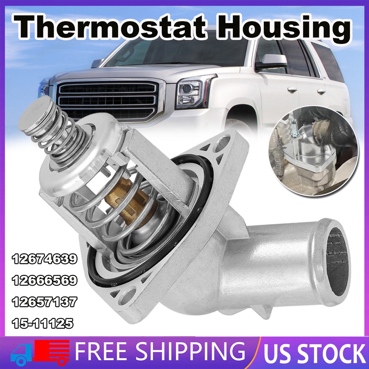 Thermostat Housing Assembly for 14-20 Chevy Silverado GMC Sierra 1500 Escalade