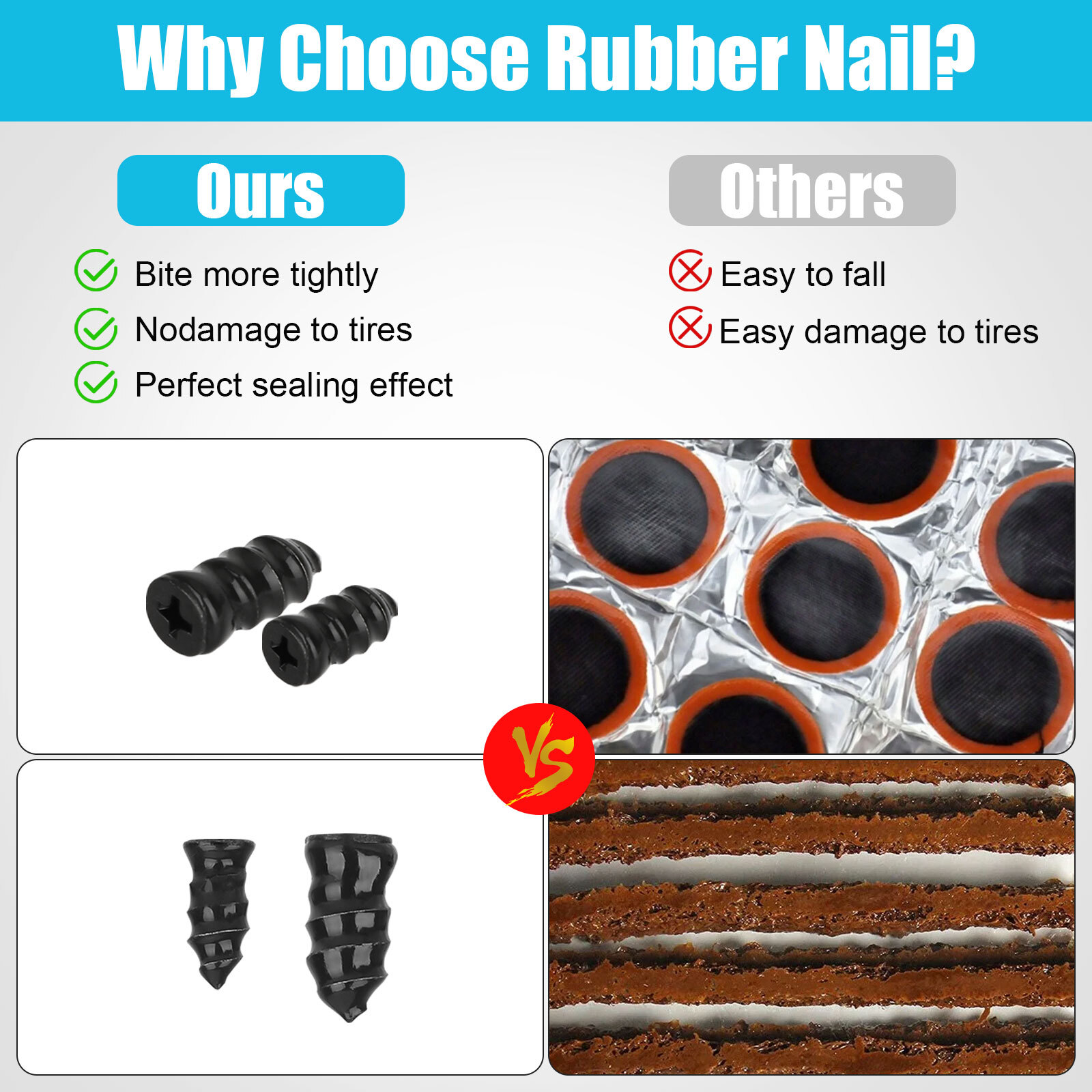 60PCS Car Vacuum Tire Repair Nail Rubber Screw Nails Screwdriver Tool Set w/ Box