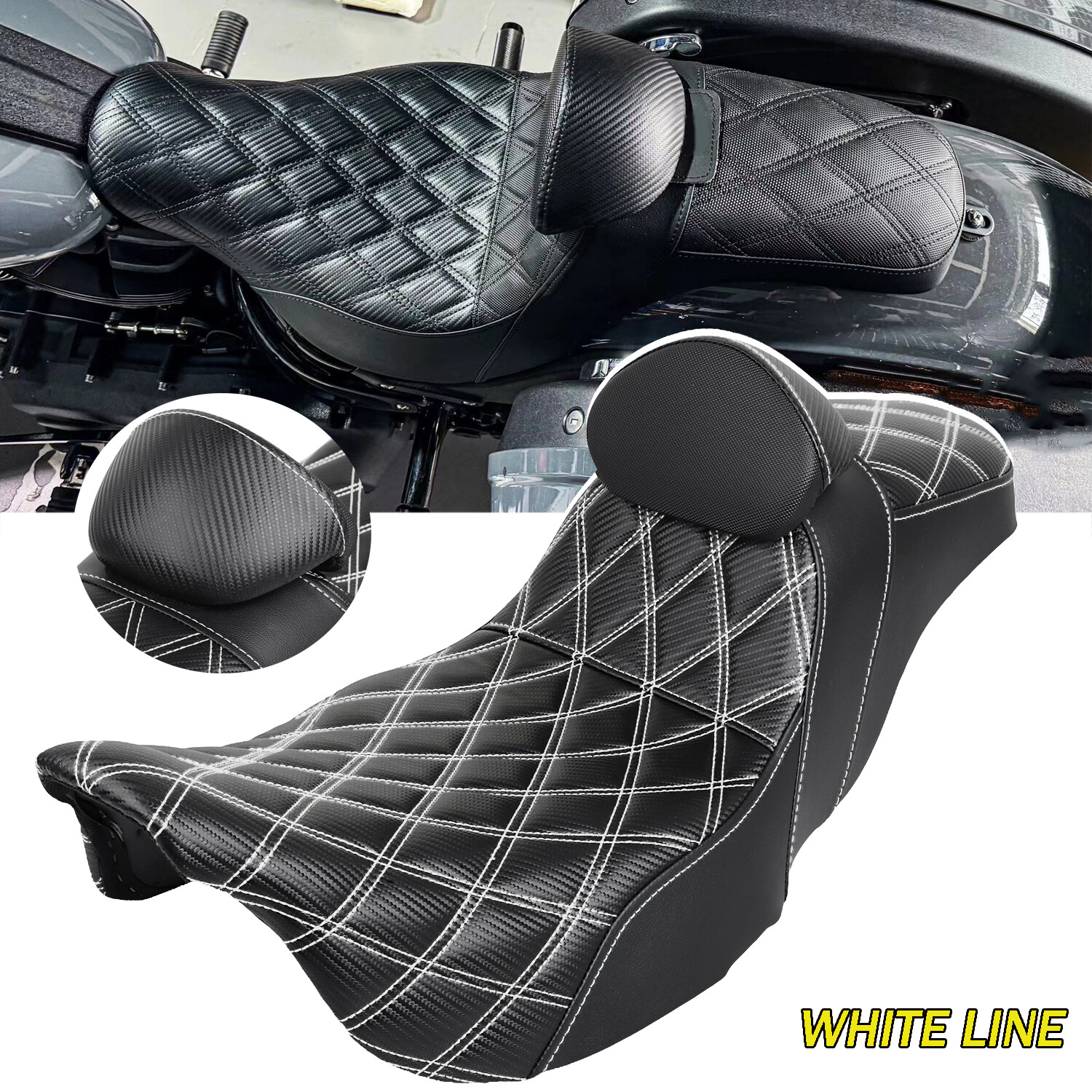 Extended Reach Rider Passenger Step Up Seat + Driver Backrest For Harley Touring