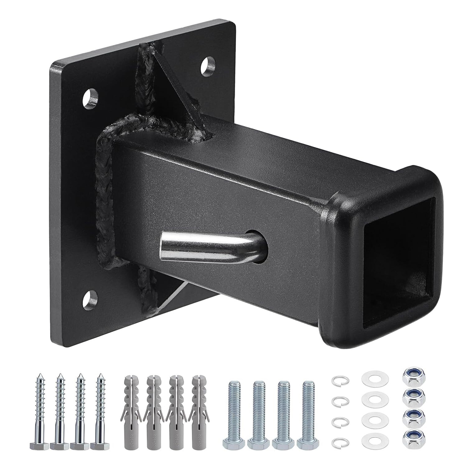 2 Inch Opening Hitch Receiver Hitch Wall Mount, Bolt-On Receiver Tube Black New