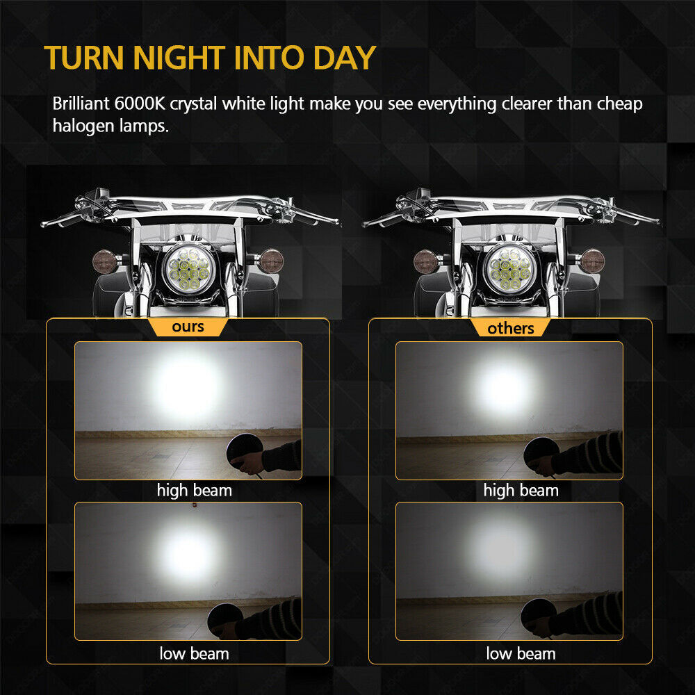 4PCS 5.75″5 3/4Inch Round LED Headlights Hi-Lo Sealed Beam For Ford Mustang 1969