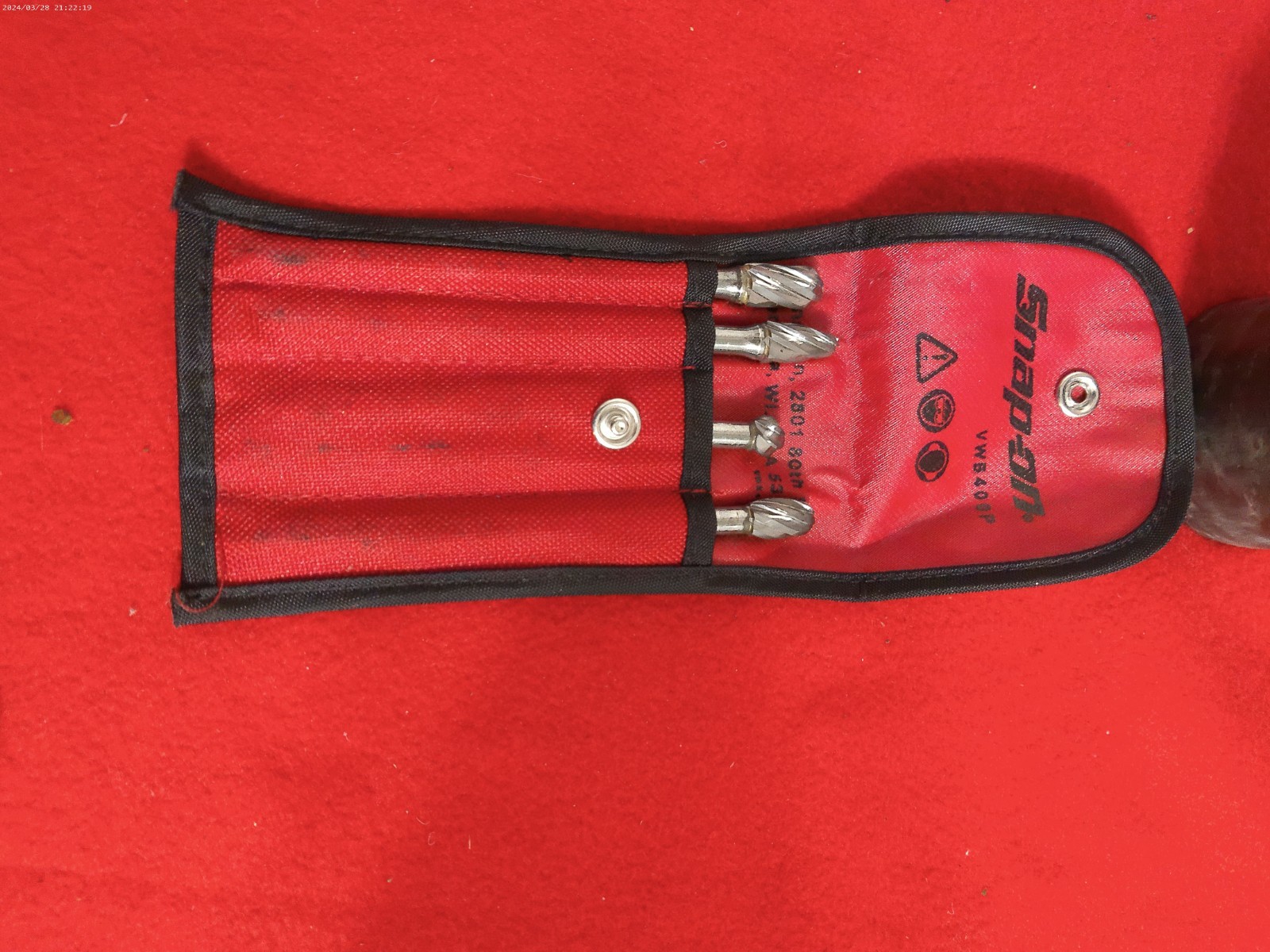 SNAP ON VWB400p 4-Piece Carbide Burr Set with Kit Bag USA long shank