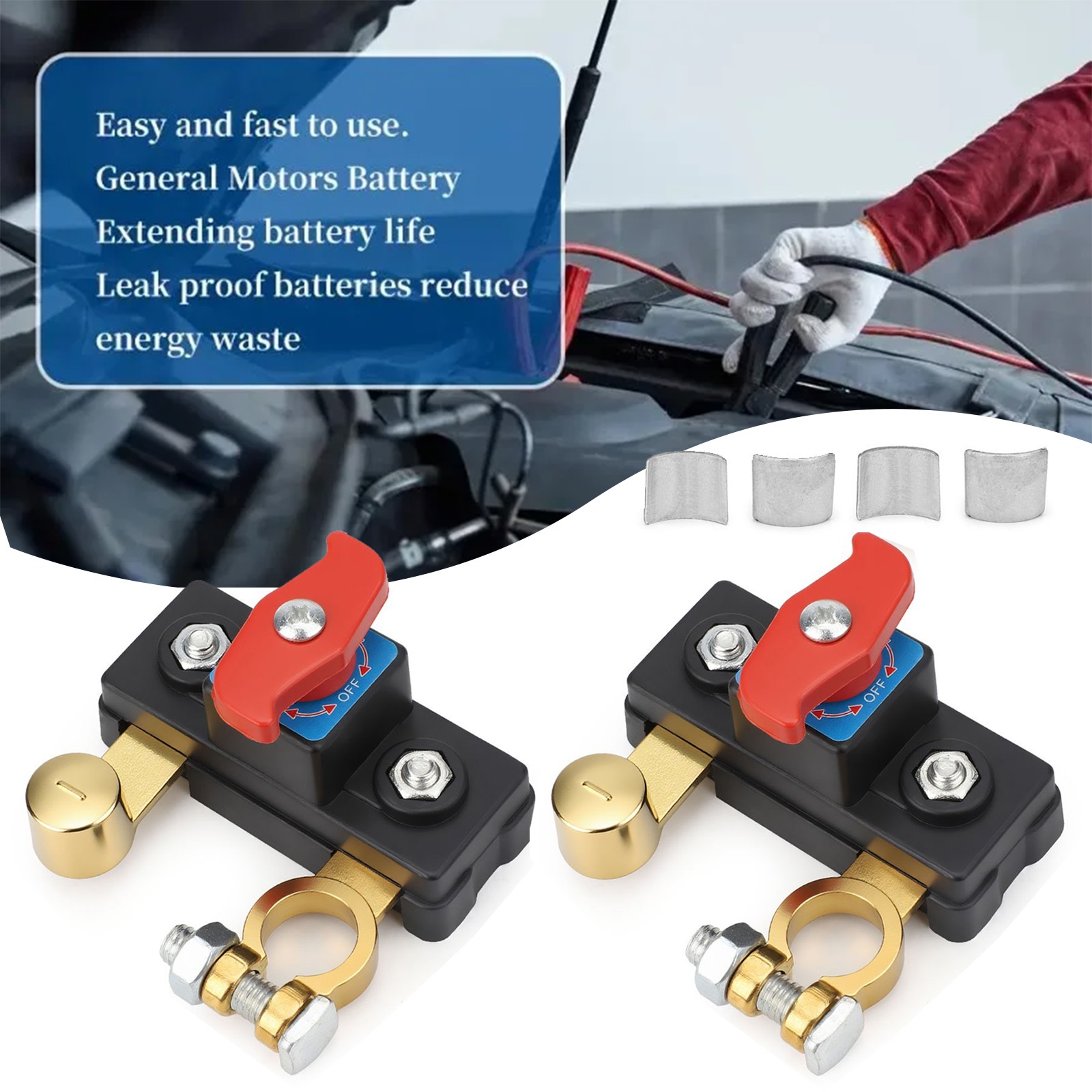 2Pcs Universal Battery Disconnect Switch 12V / 24V Cut Off Isolator for Cars RV