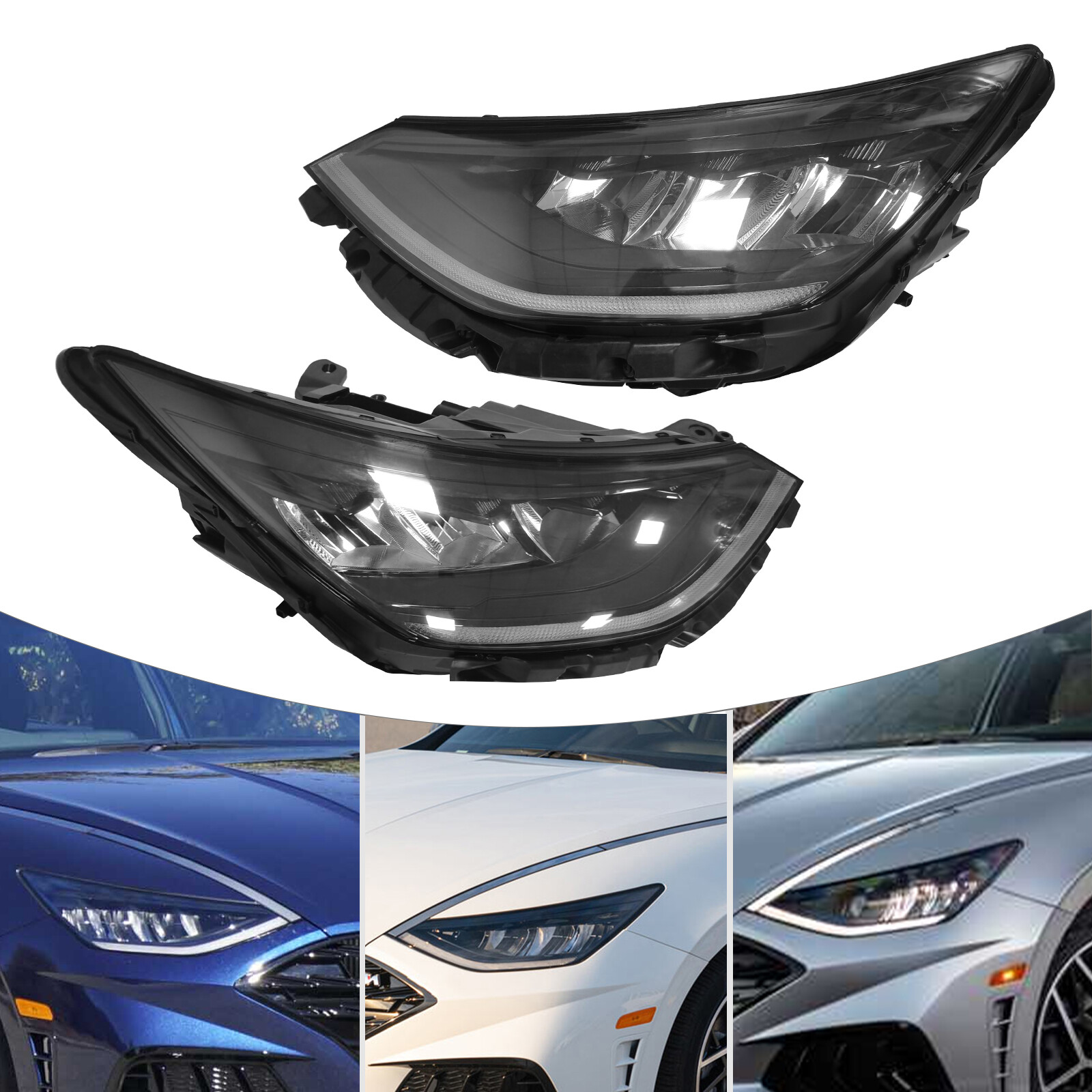 1 Pair LED Headlamps For 2020 2021 2022 Hyundai Sonata Headlights Set Left+Right