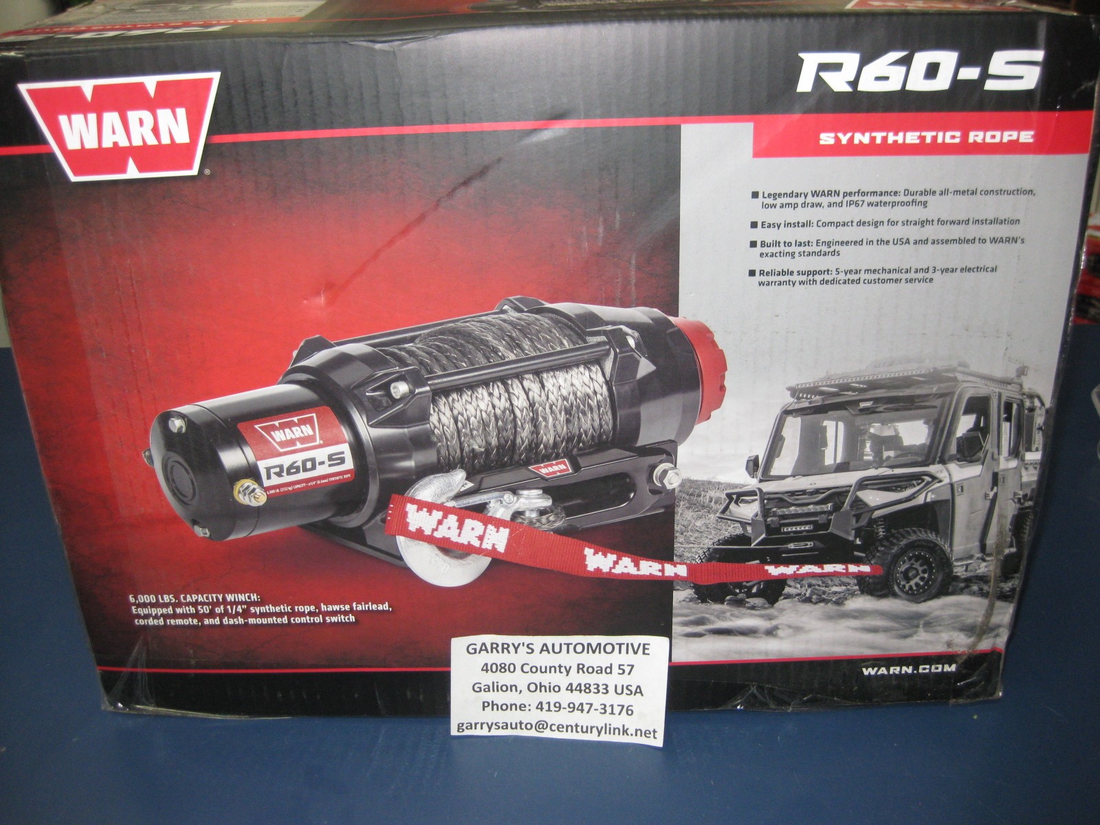 Warn 110060 R60-S ATV UTV Quad Winch 6000 Lb 50′ 1/4 Synthetic Rope Fairlead