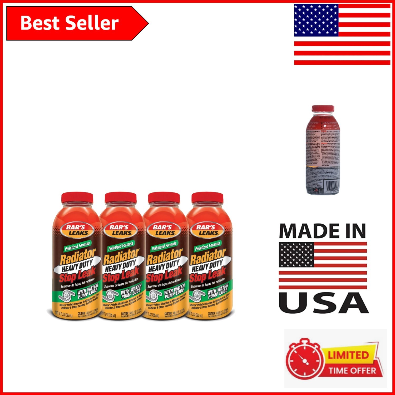 Bar’s Leaks Pelletized Radiator Stop Leak – 11 Ounces for Vehicle Care – 4 Pack
