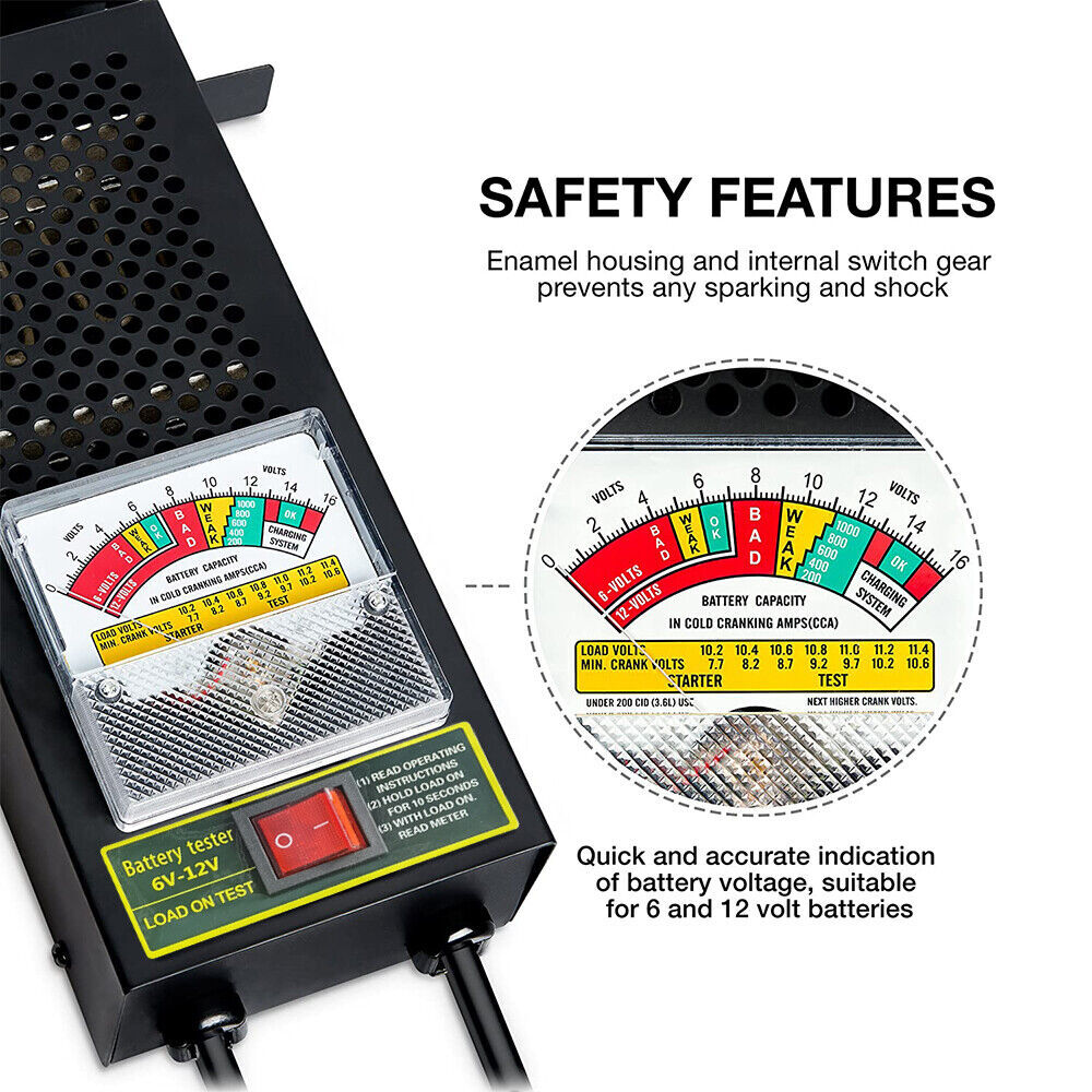 6V 12V Car Battery Load Tester Voltmeter 100Amp Analyzer 5 Seconds Fast Test