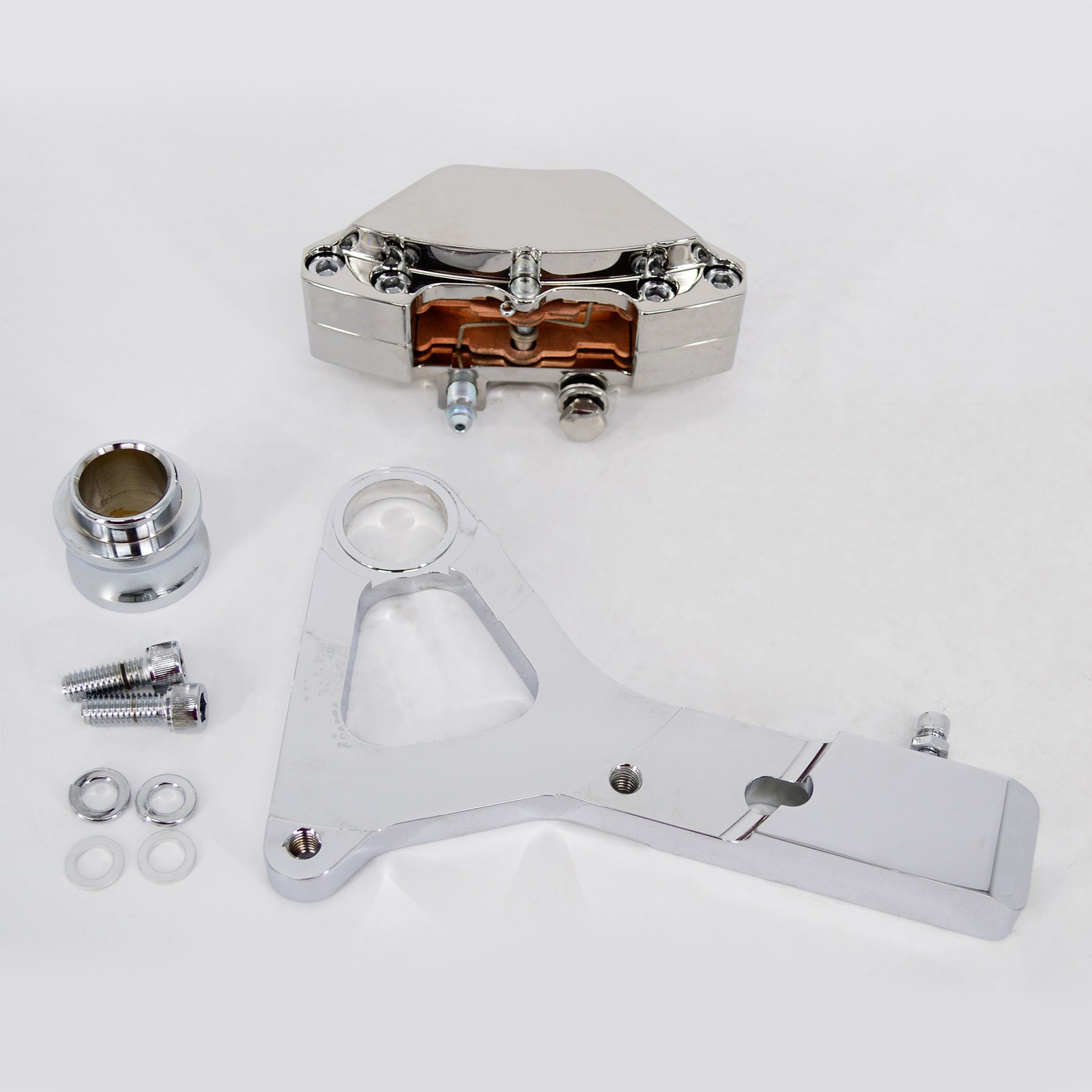 Chrome Rear Disc Brake Caliper Assembly Fit For Harley Dyna 2006-2007 RevTech