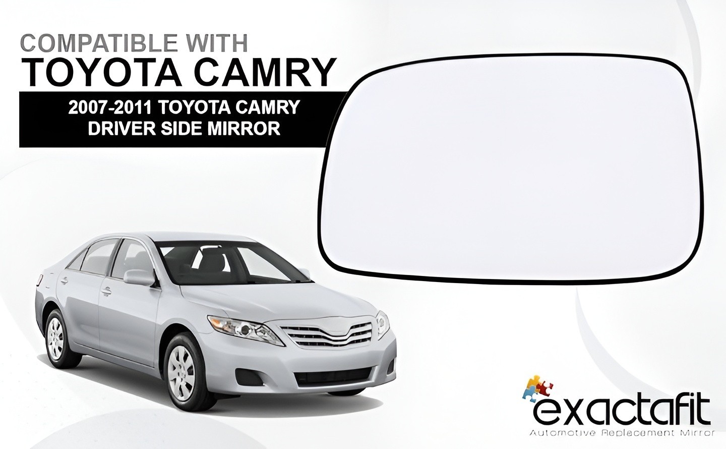 Driver Side Mirror Glass Replacement For 2007-2011 Toyota Camry w/o Heat