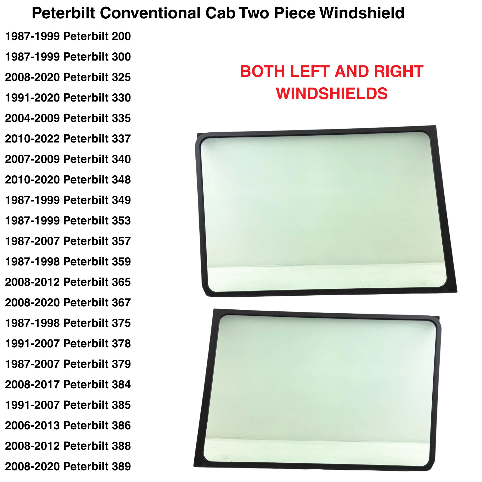 Peterbilt 200 & 3-Series Windshield Set Driver & Passenger Side Windshield 2pc