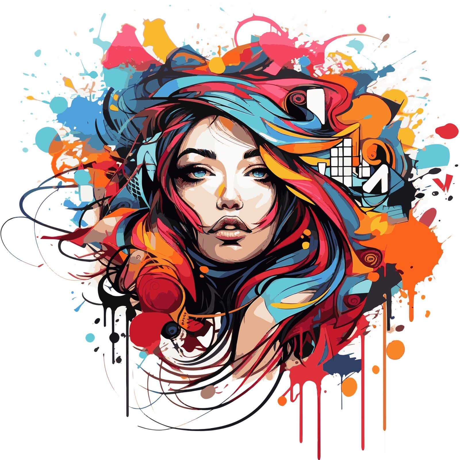Girl Phone Sticker (2 Inch) Dripping Paint Purple Graffiti Urban Street Art