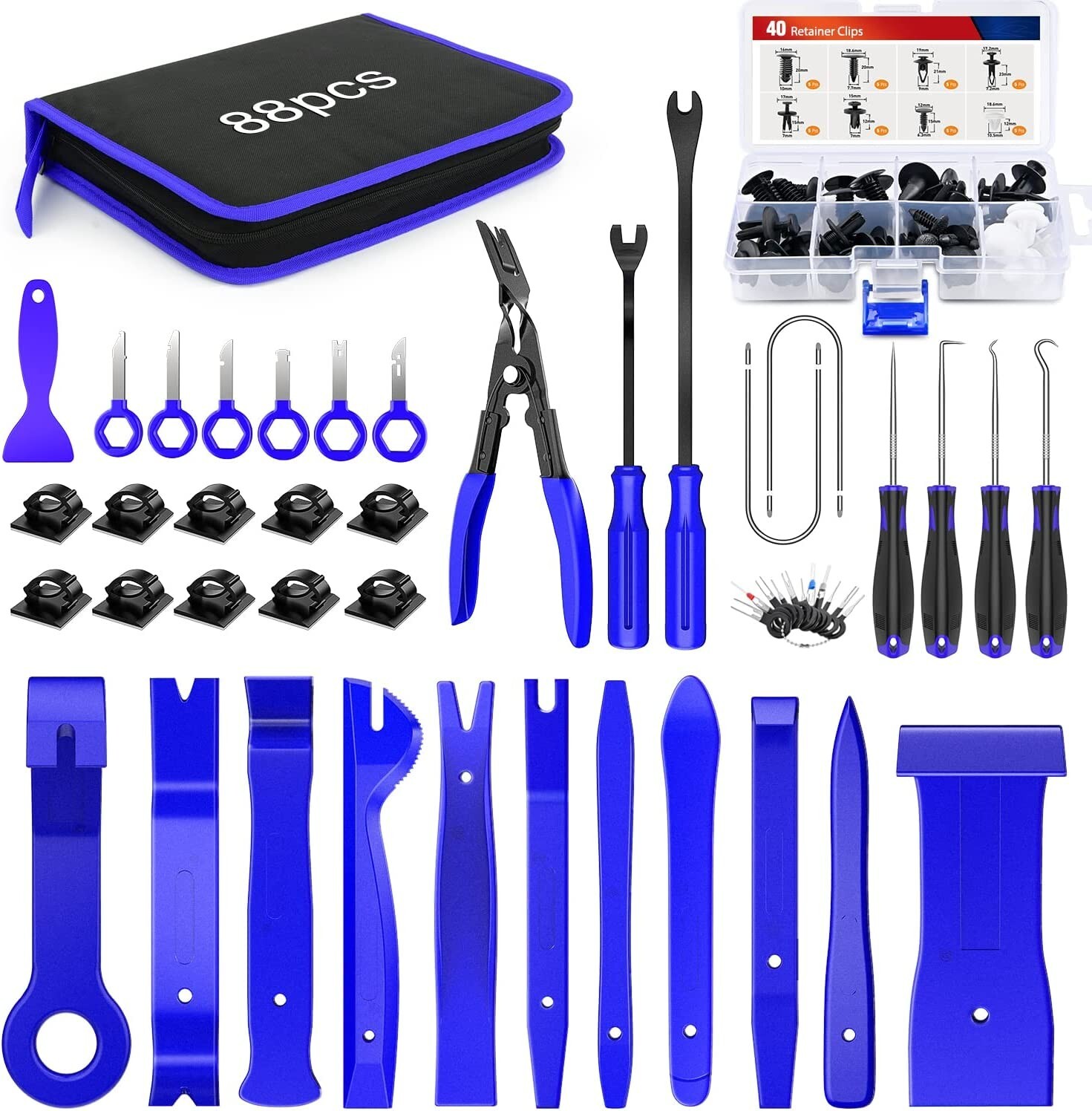 Nilight Trim Removal Tool 88Pcs Fastener Terminal Remover Tool 2 Years Warranty