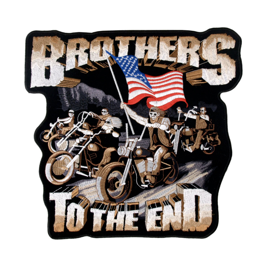 BROTHERS TO THE END JACKET VEST BACK PATCH – IRON ON SEW ON 11 X 10 INCH