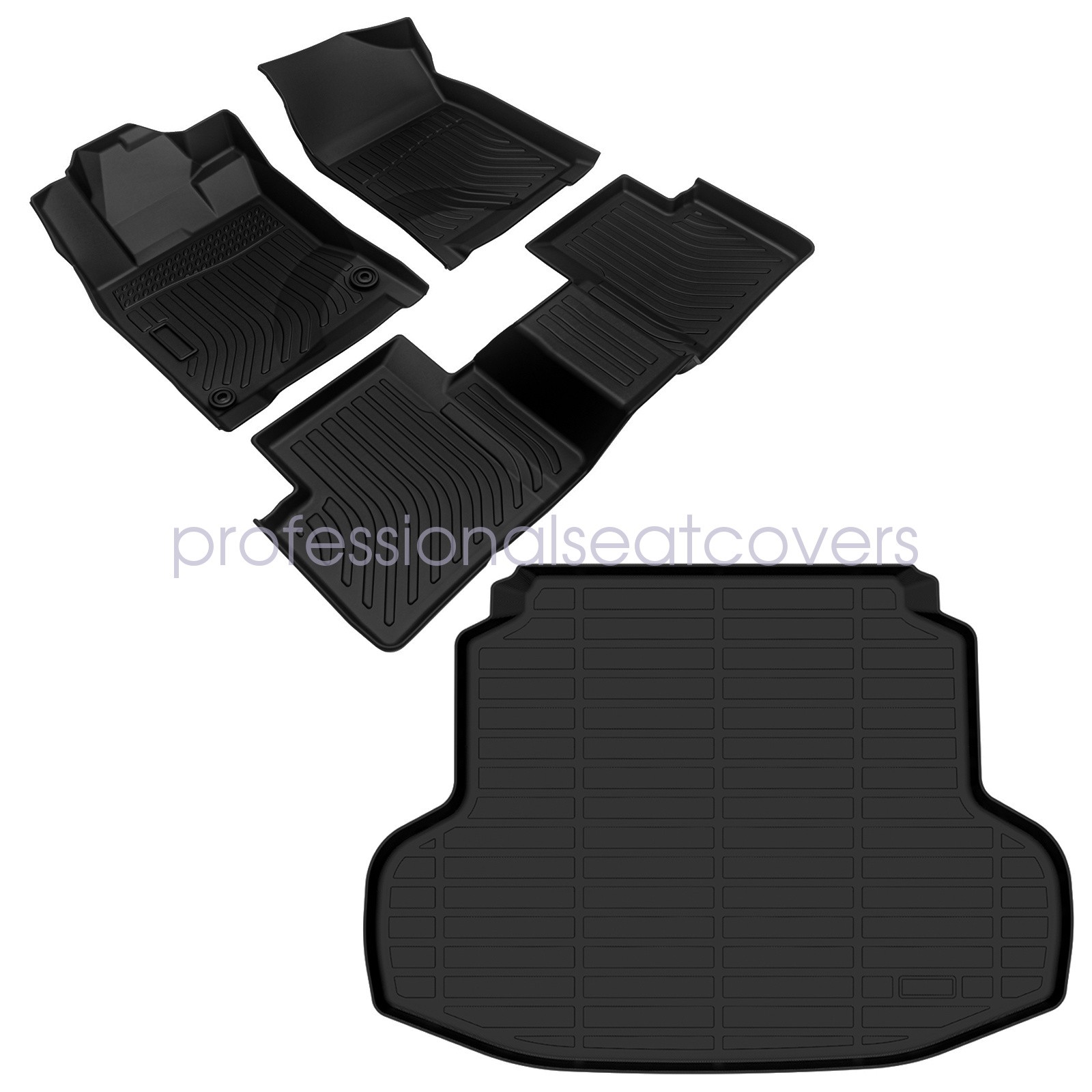 TPE Floor Mats Liners & Trunk Cargo Liner Set For 2016-2021 Honda Civic Sedan 4x