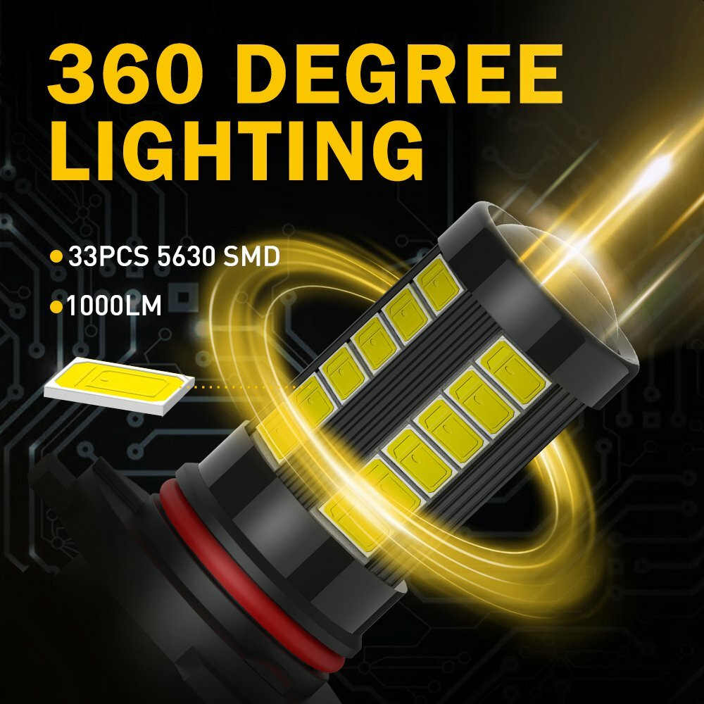 2pcs 9006 HB4 LED Fog Driving Light Bulb Xenon White 6000K High Power DRL Lamp