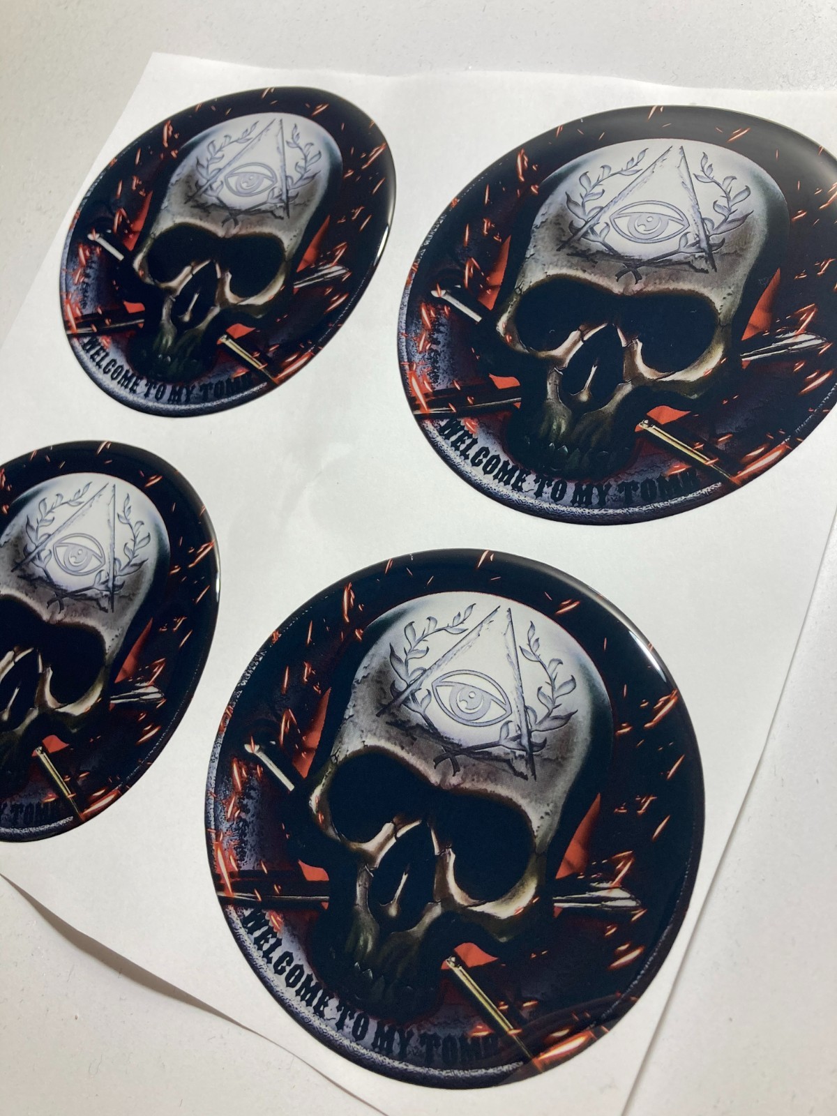 Skull Wheel Cap Stickers – Set 4pcs 3D Domed Resin Center Cap Emblem Decals