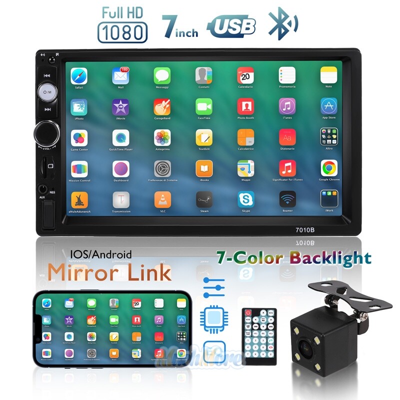2DIN 7″ HD Car Stereo Radio MP5 Player Bluetooth Touch Screen With Rear Camera