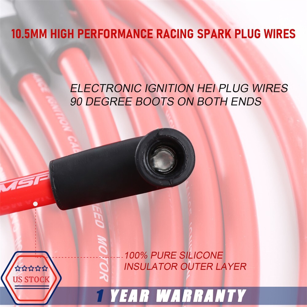 Electronic Ignition HEI Spark Plug Wire Set 10.5MM Fit Chevy SBC BBC 383 454 350