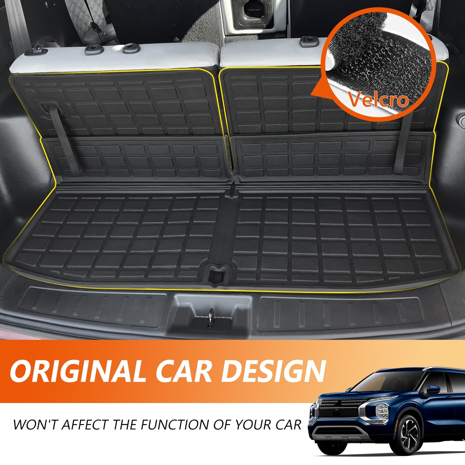 Floor Mats Cargo Trunk Liner Back Seat For 2022-2024 Mitsubishi Outlander 7-Seat