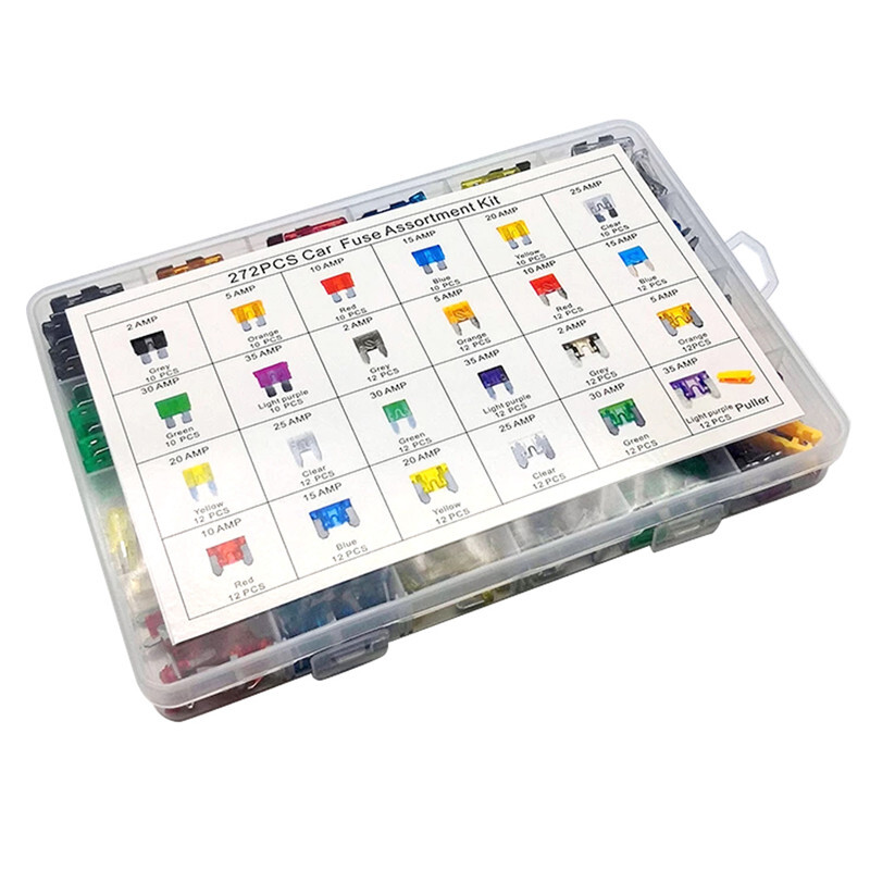 272Pcs Profile Medium Blade Mini Type Fuse 2A 3A 5A 7.5A 10A 15A 20A 25A 30A 35A