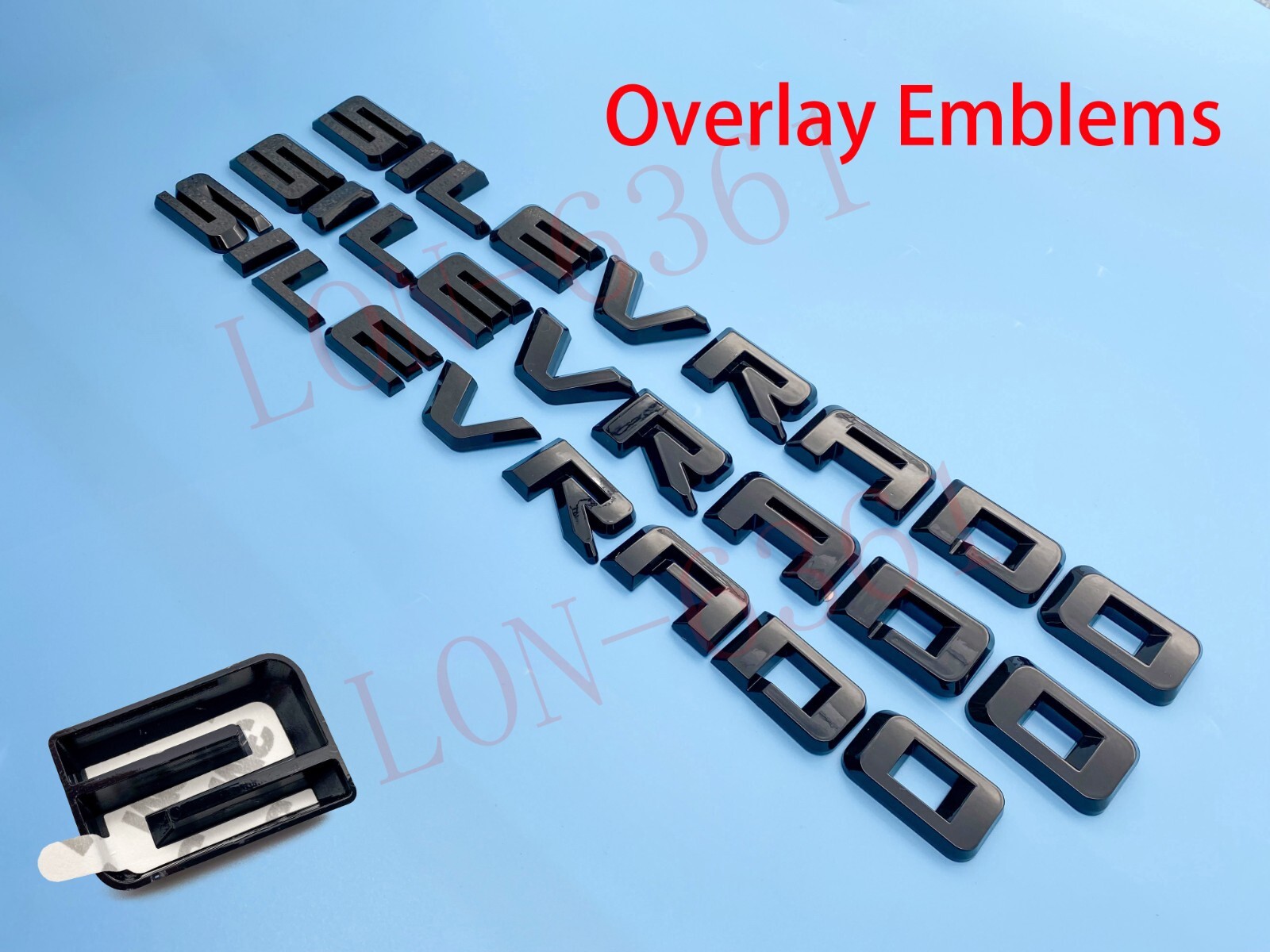 Gloss Black Overlay Emblem Fit 2019-2024 Chevrolet Silverado 1500