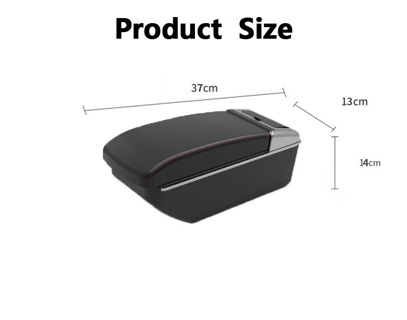 For Fiat 500 12-23 Center Arm Rest Storage Box Black With Stitched Car Interior